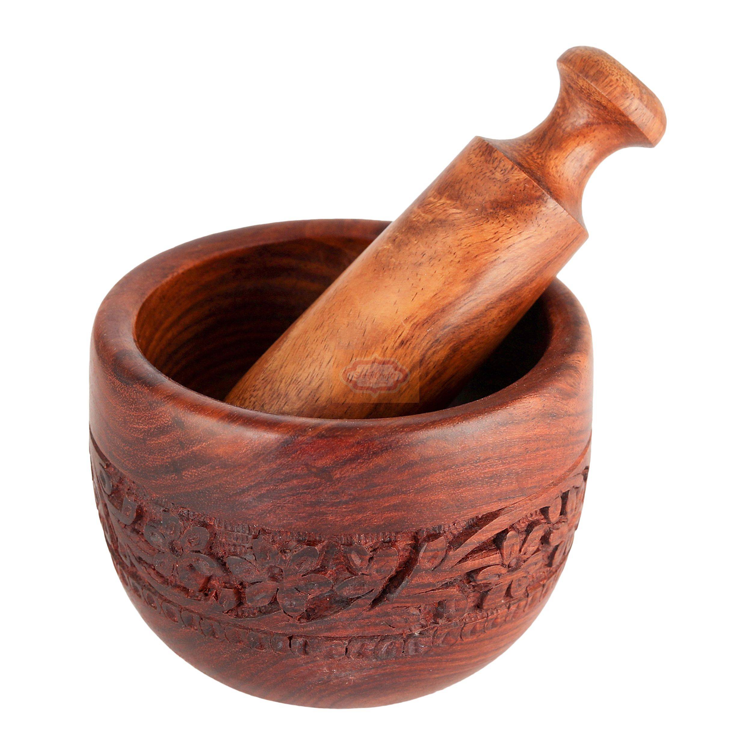 Wooden Mortar and Pestle Set from natural wood - View 3