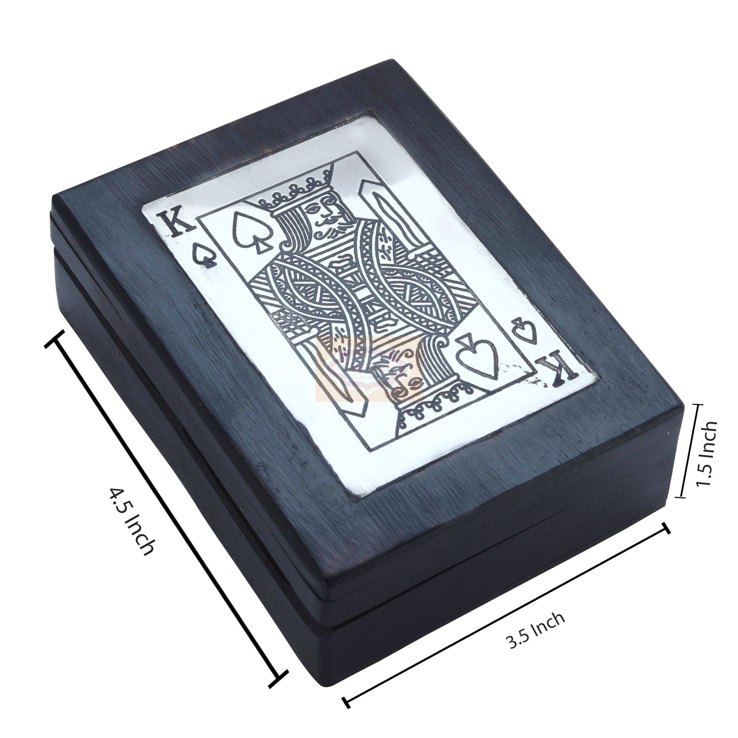 Handcrafted wooden playing card holder box with elegant brass inlay craftsmanship - View 7