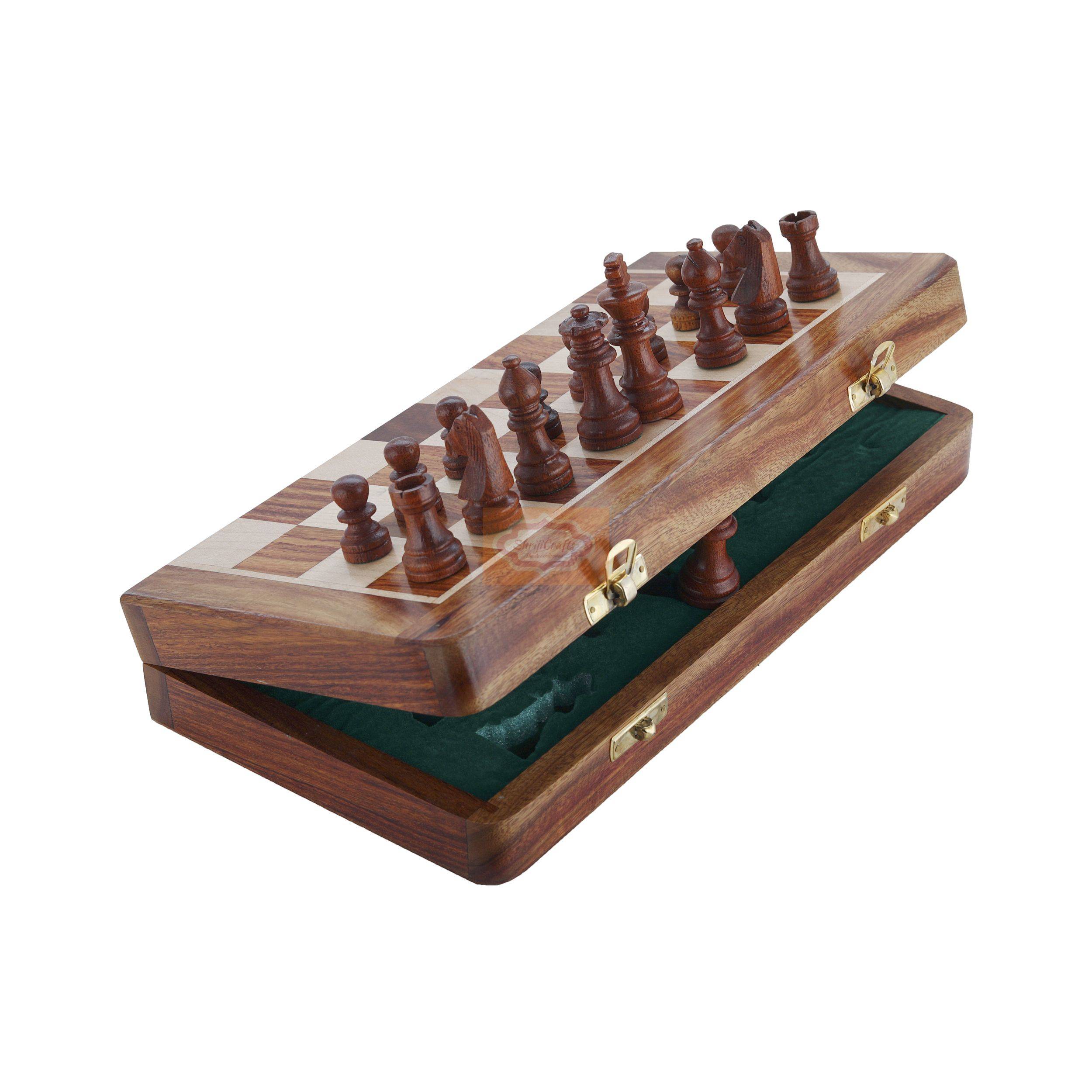 12 Inch Magnetic Wooden Chess Set — handcrafted wooden product by Shrijicrafts