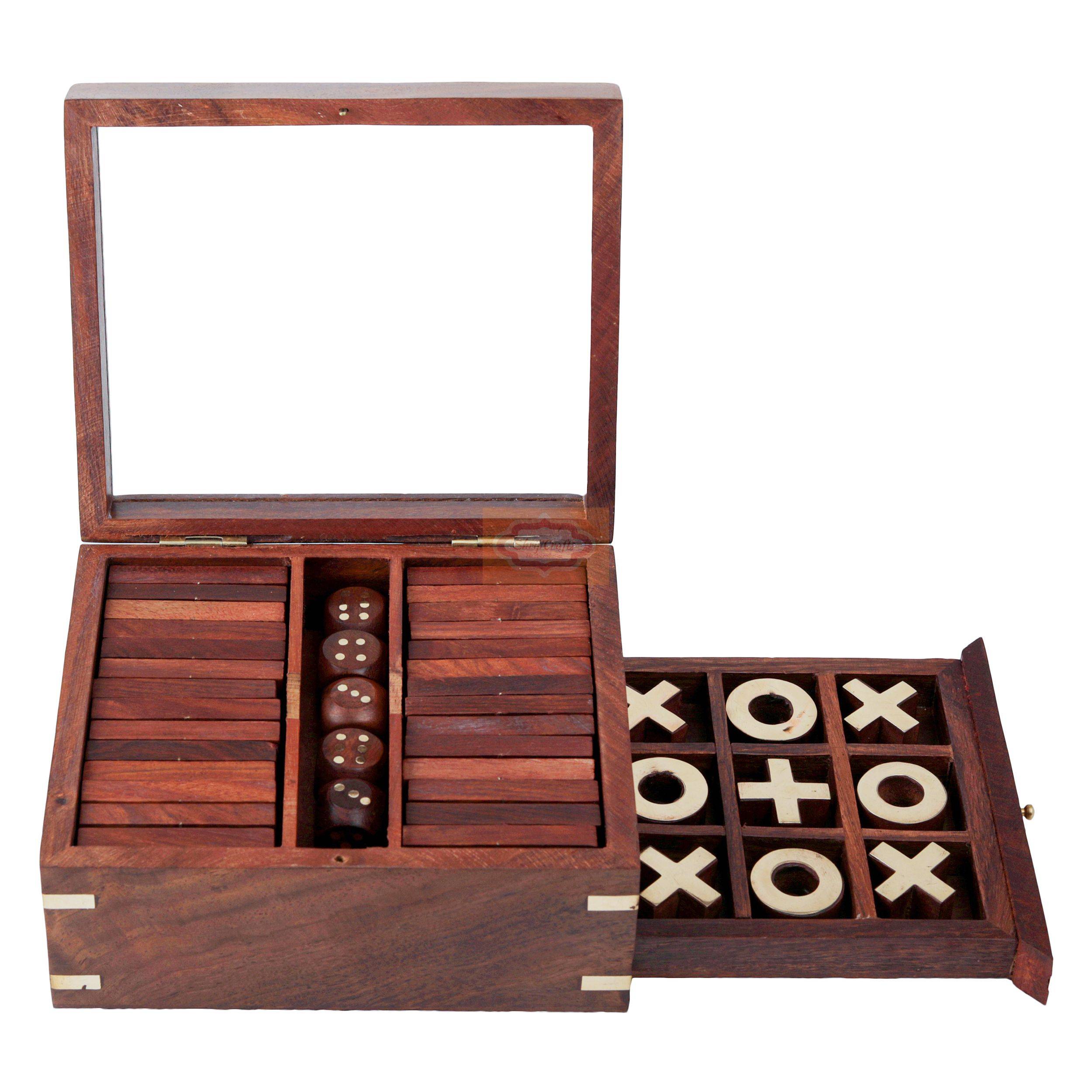 Wooden 3 in 1 Parlor Game Set - View 4