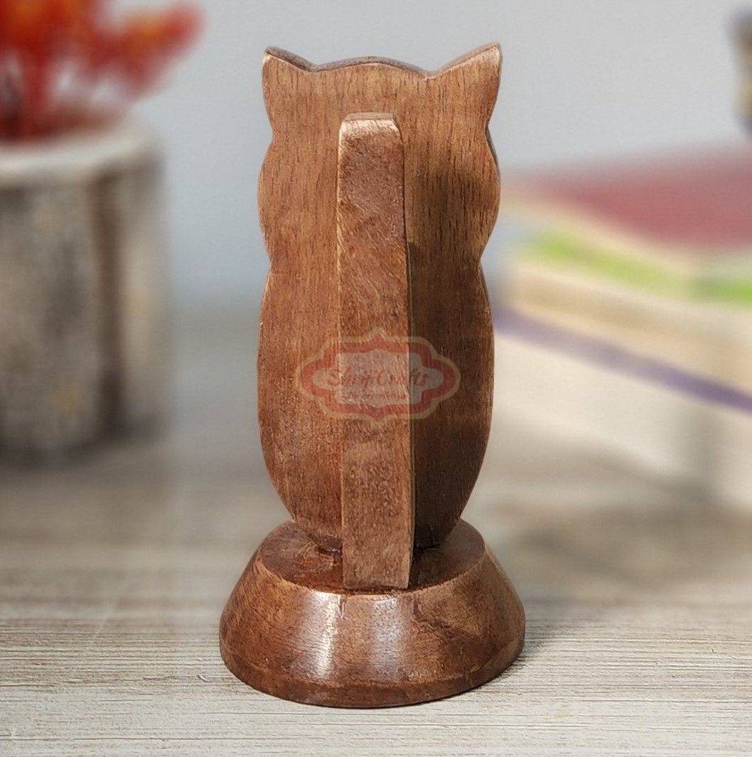 Handcrafted wooden spectacle holder featuring a charming owl-inspired design - View 7