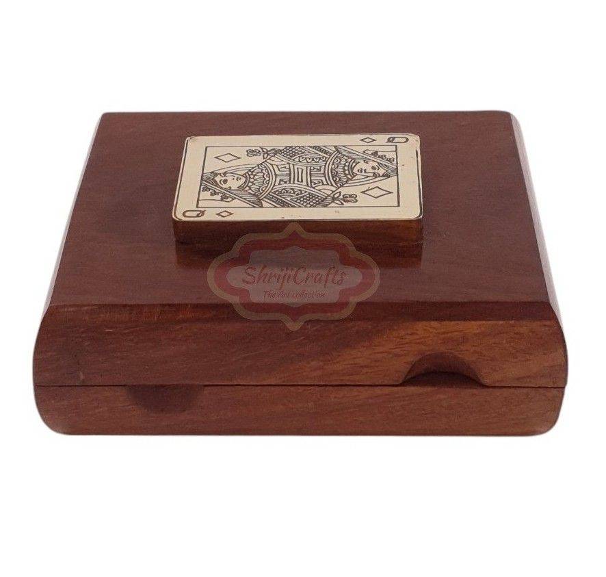 Handcrafted wooden playing card storage box for one standard deck of cards - View 5