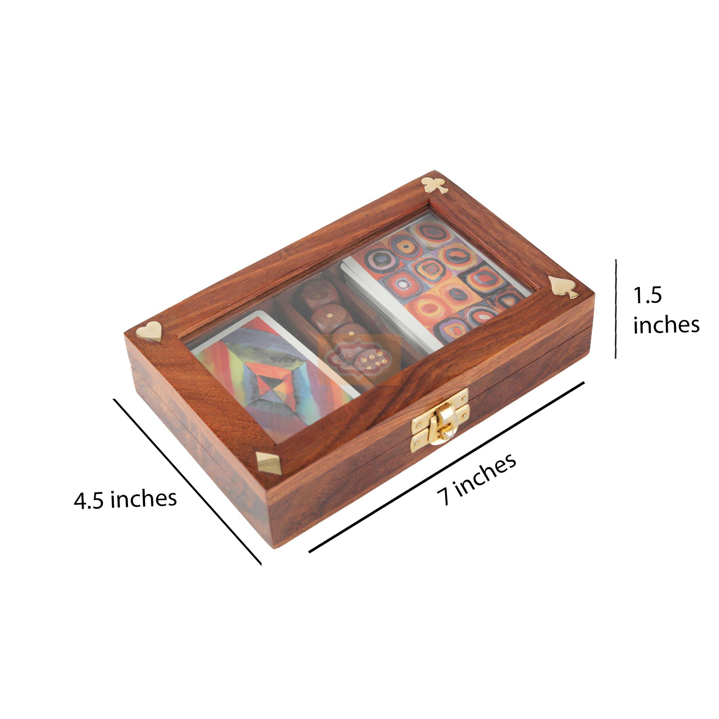 Elegant handcrafted wooden card storage box designed to hold 2 decks of playing cards - View 6
