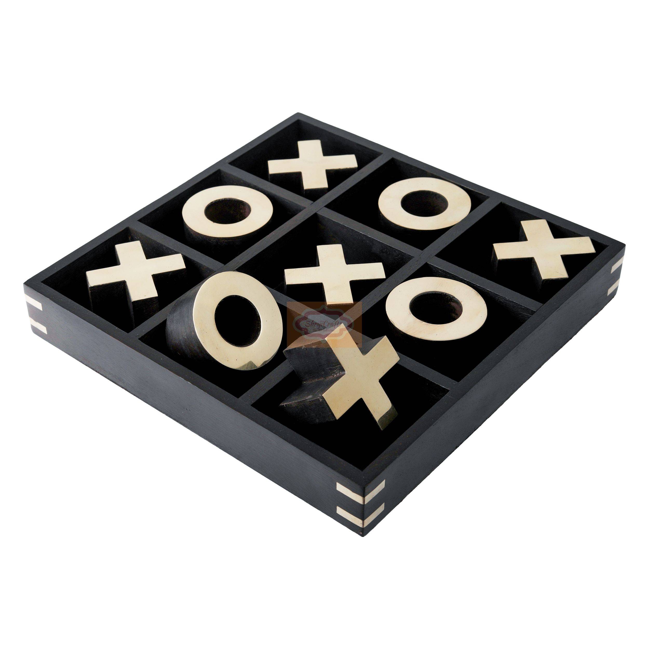Handcrafted wooden Tic Tac Toe game with a built-in storage box - View 2