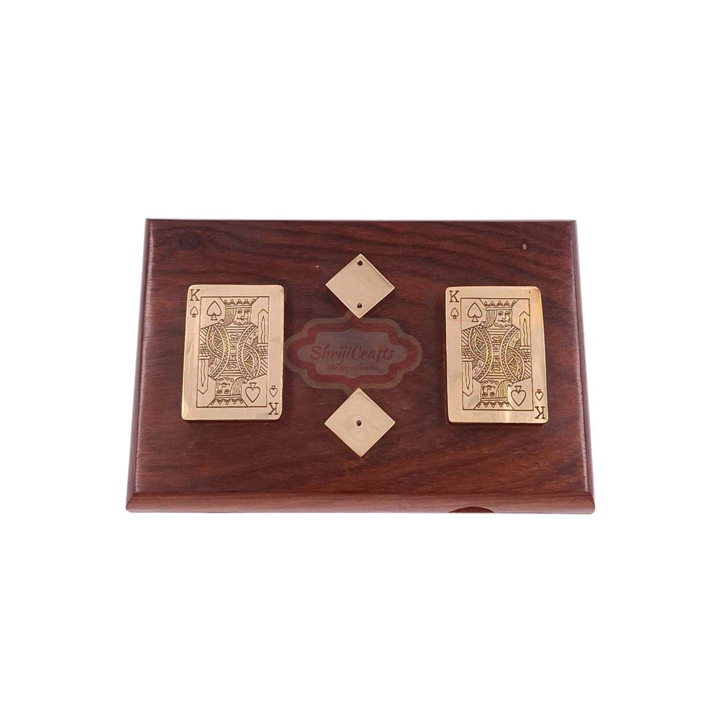 Handcrafted wooden storage box for 2 decks of playing cards and 5 dice - View 5