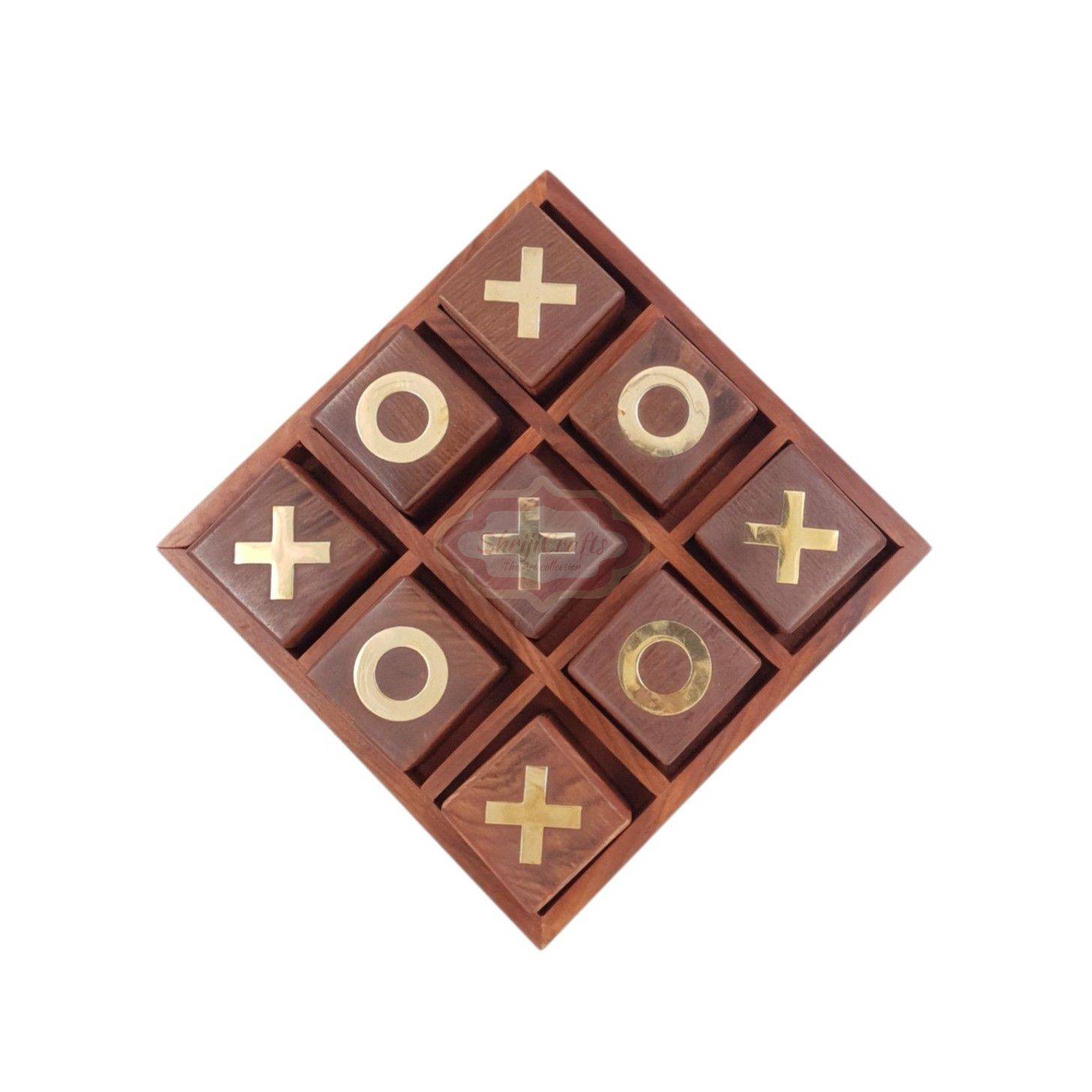 Handcrafted wooden Tic Tac Toe game with durable X & O playing pieces - View 6