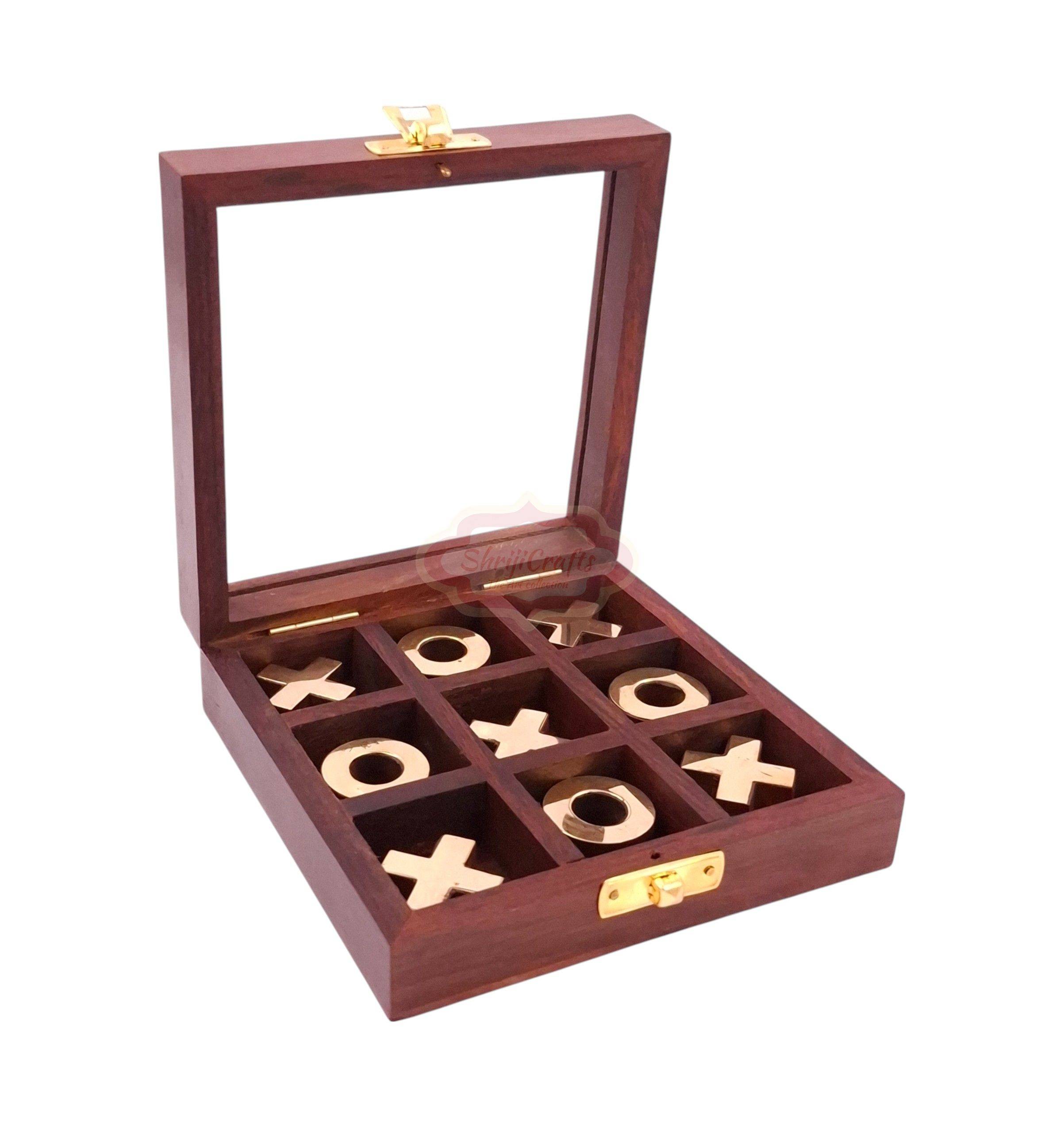 Tic Tac Toe with this handcrafted wooden game made from premium Sheesham Indian Rosewood - View 4