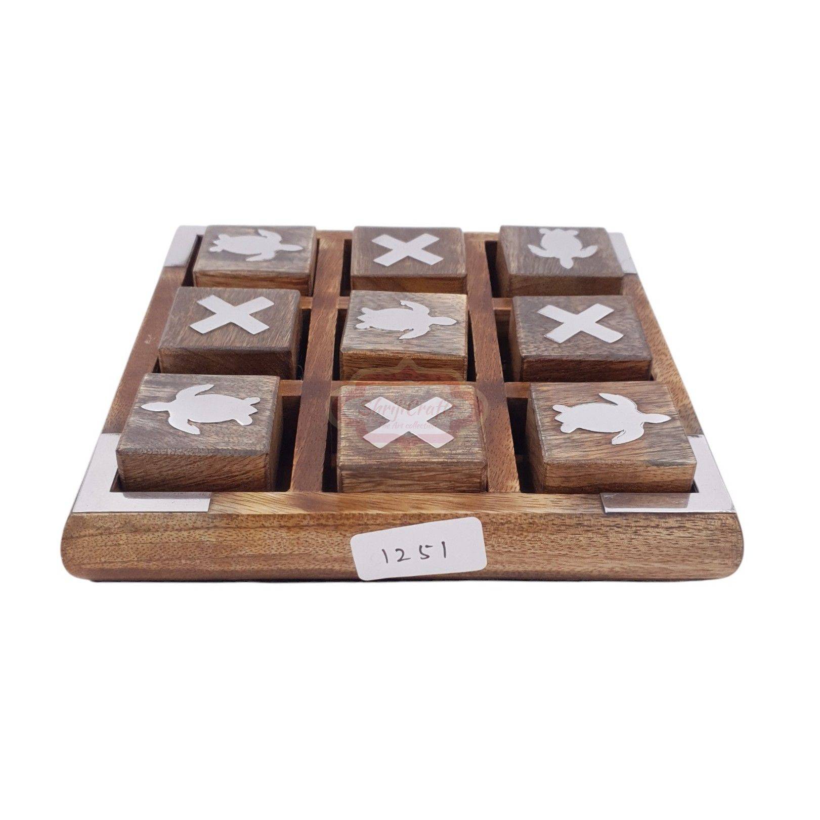 Handcrafted wooden Tic Tac Toe game with durable X & O playing piece - View 5
