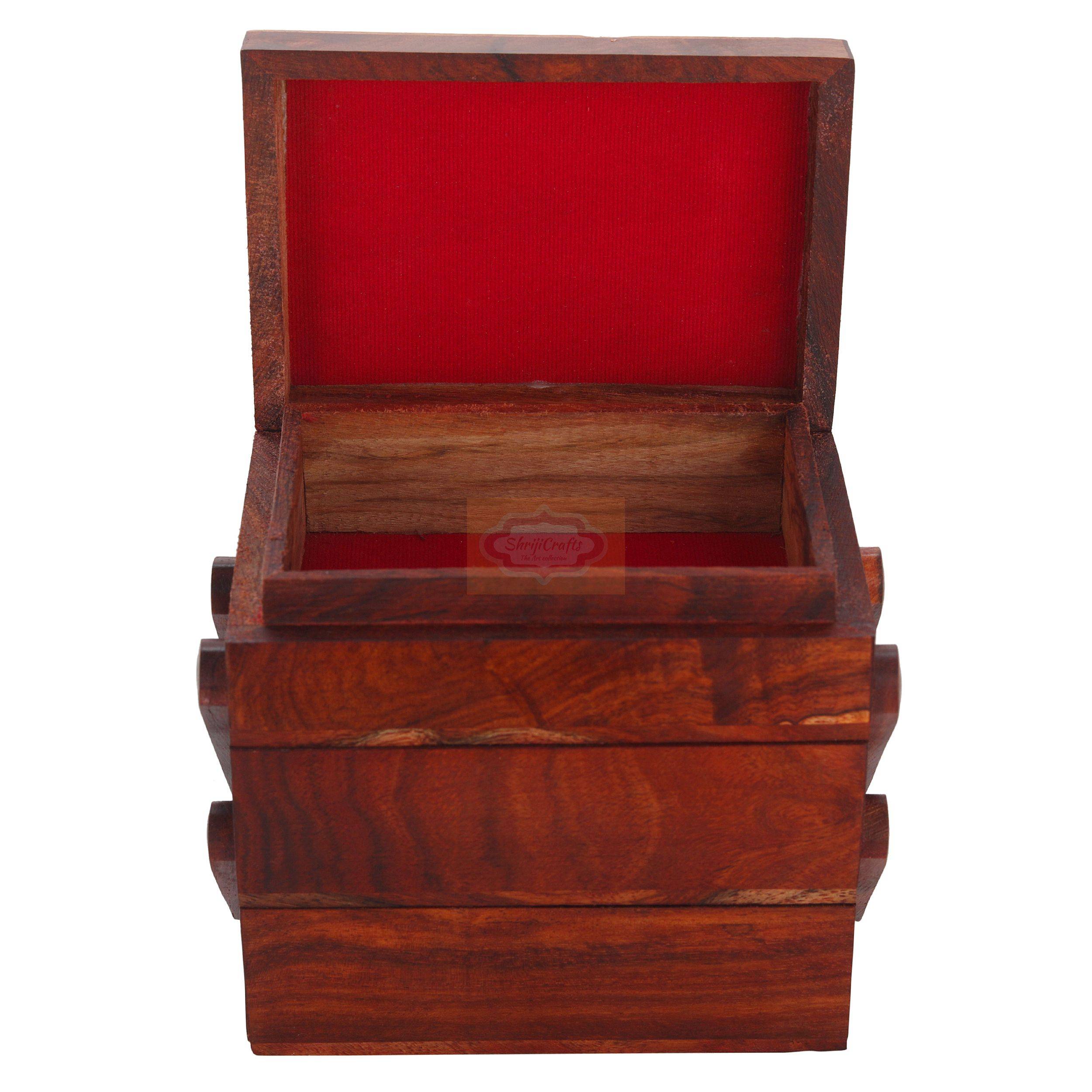 Handcrafted wooden jewellery box with an elegant design for stylish organization - View 4
