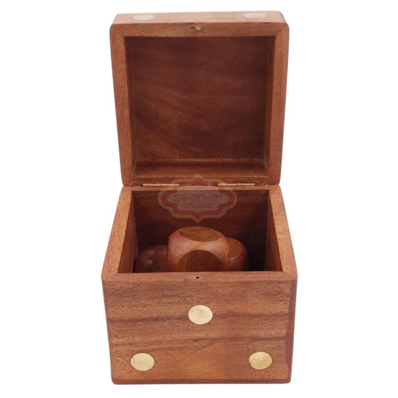 Handcrafted wooden dice box complete with 5 premium playing dice - View 4