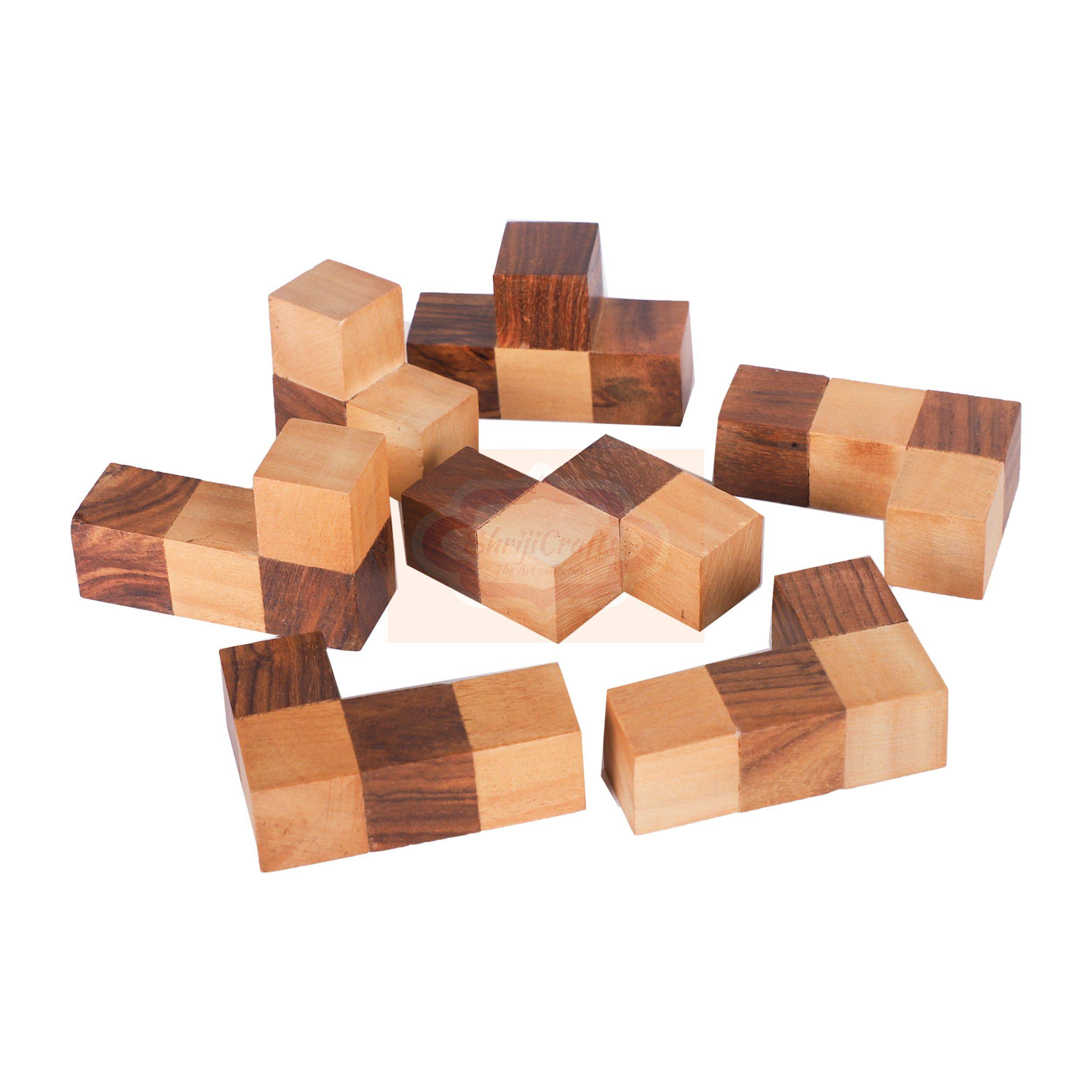 Handcrafted wooden sliding cube puzzle with a hidden secret compartment — handcrafted wooden product by Shrijicrafts
