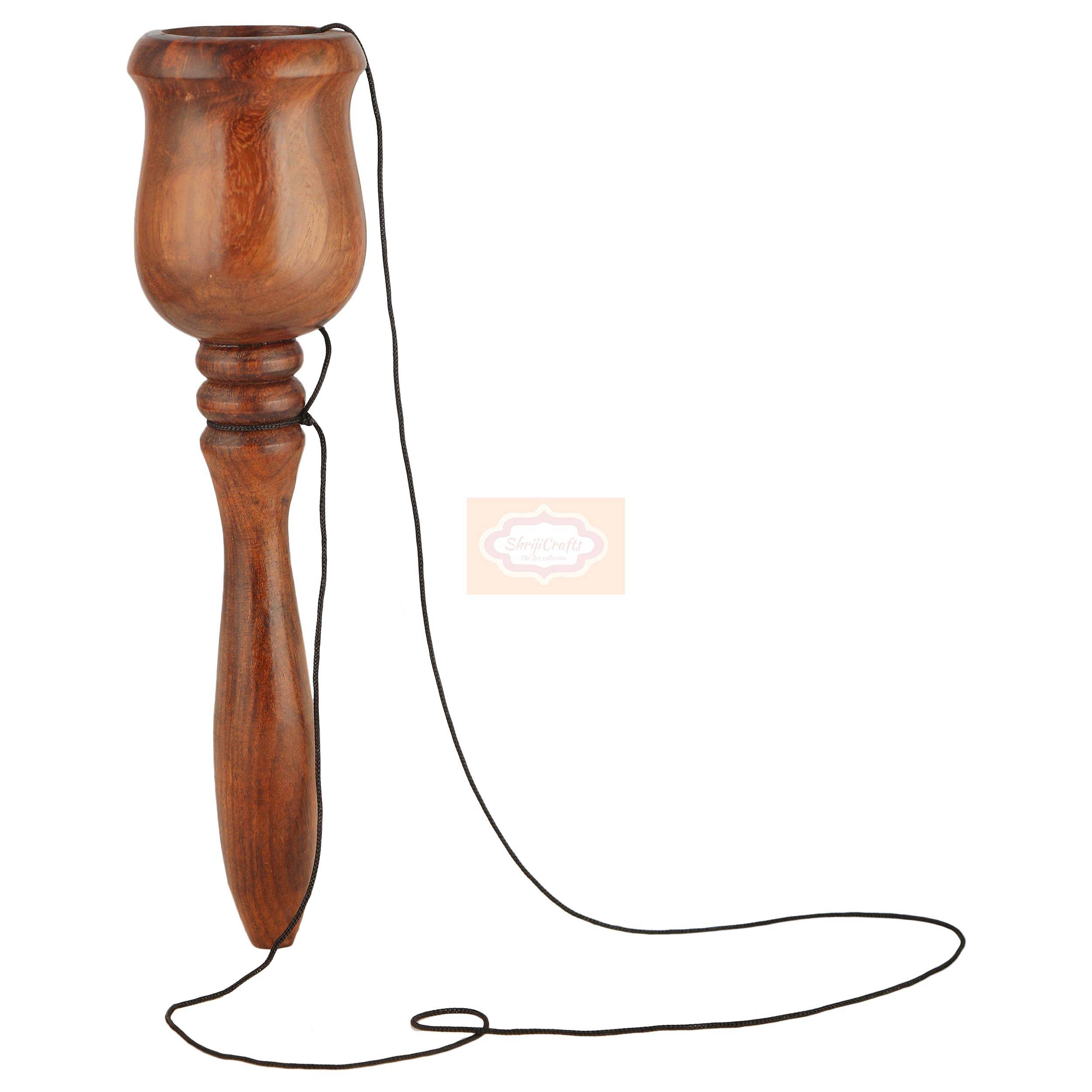 Handcrafted wooden handbell made from premium natural wood with a smooth polished finish - View 6