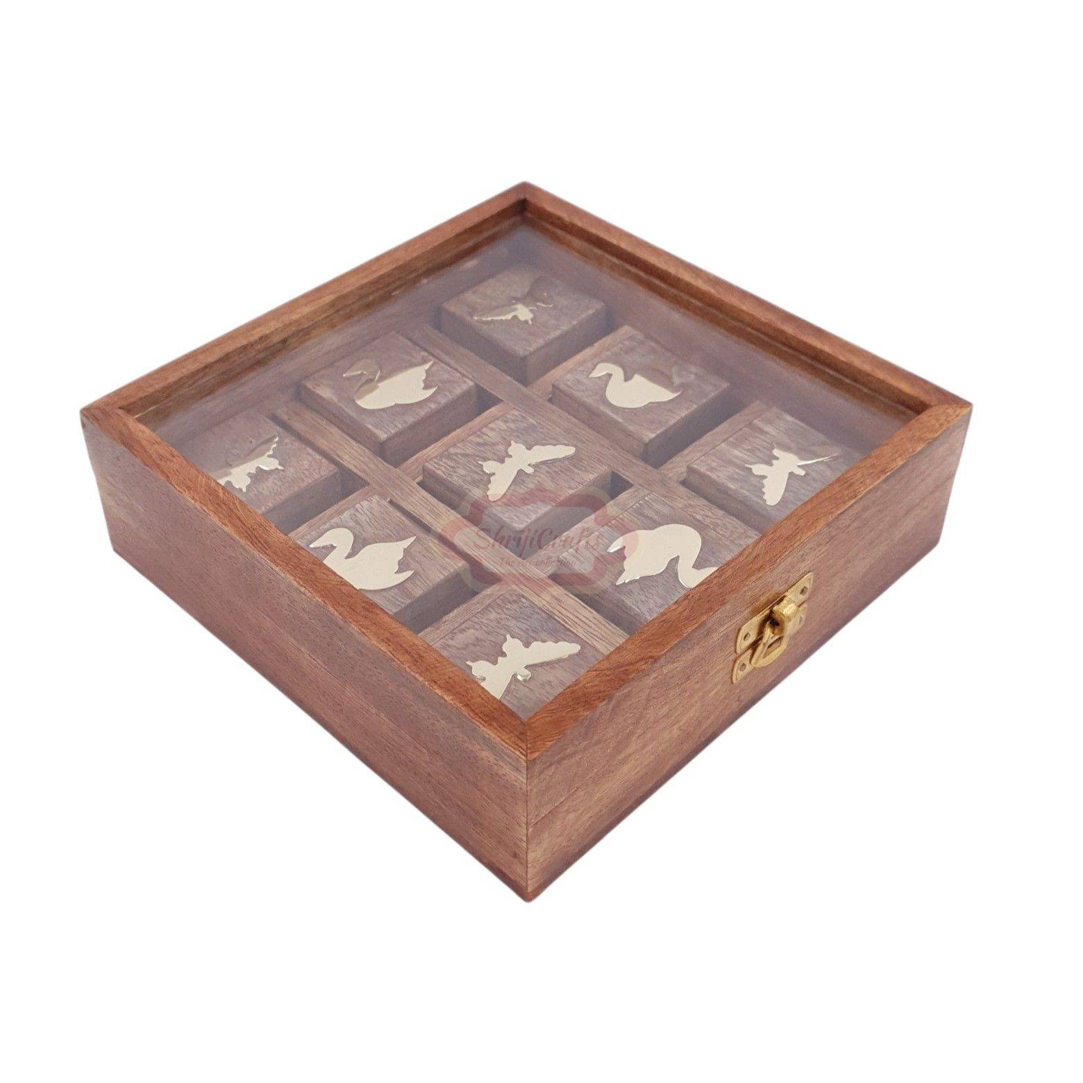 Wooden Tic Tac Toe Game with this handcrafted wooden game made from premium Sheesham Indian Rosewood - View 2