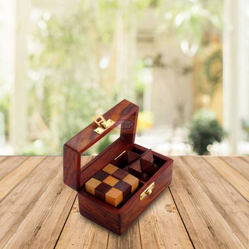 Handcrafted Wooden Puzzle Set