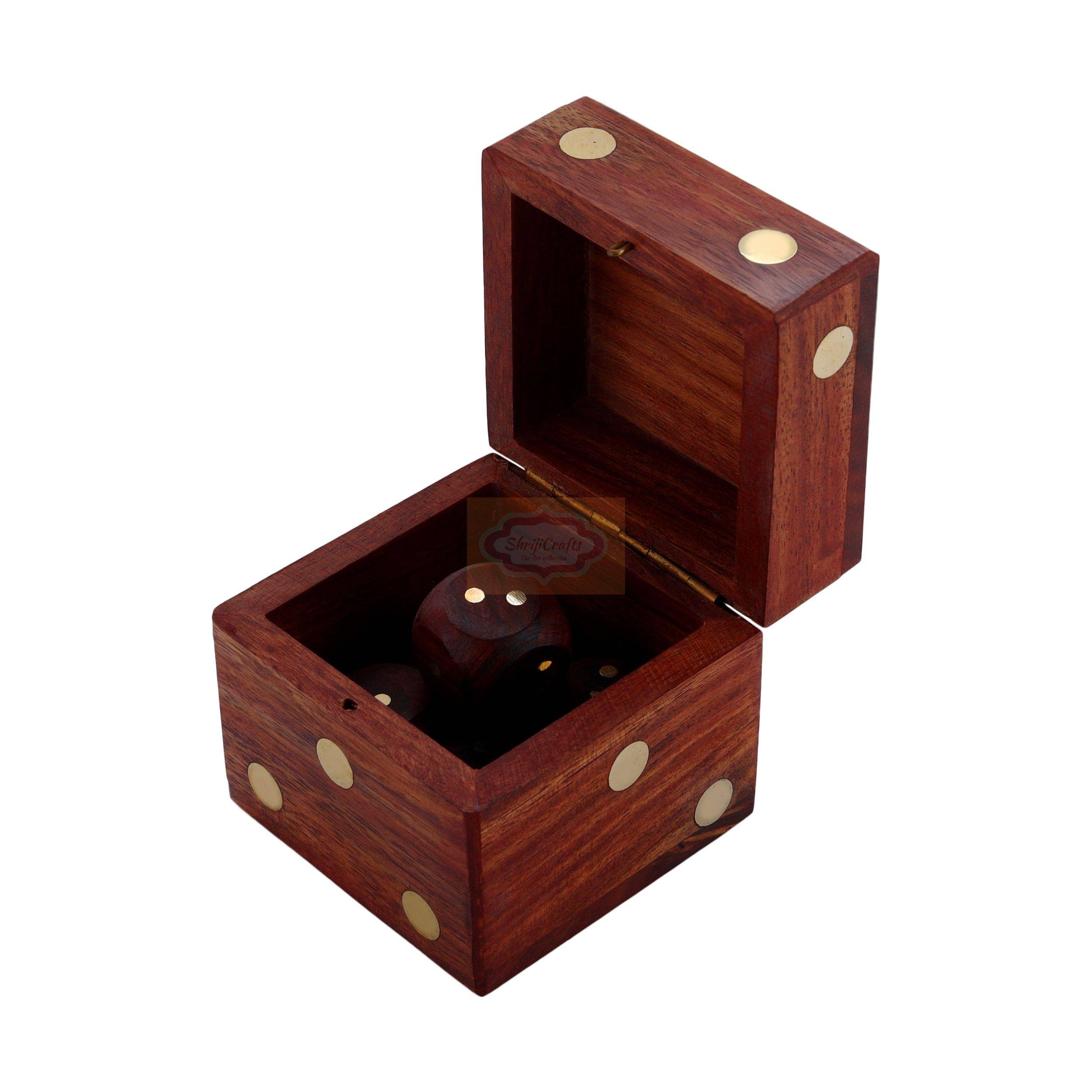 Handcrafted Wooden Dice Box with 5 premium wooden dice - View 3