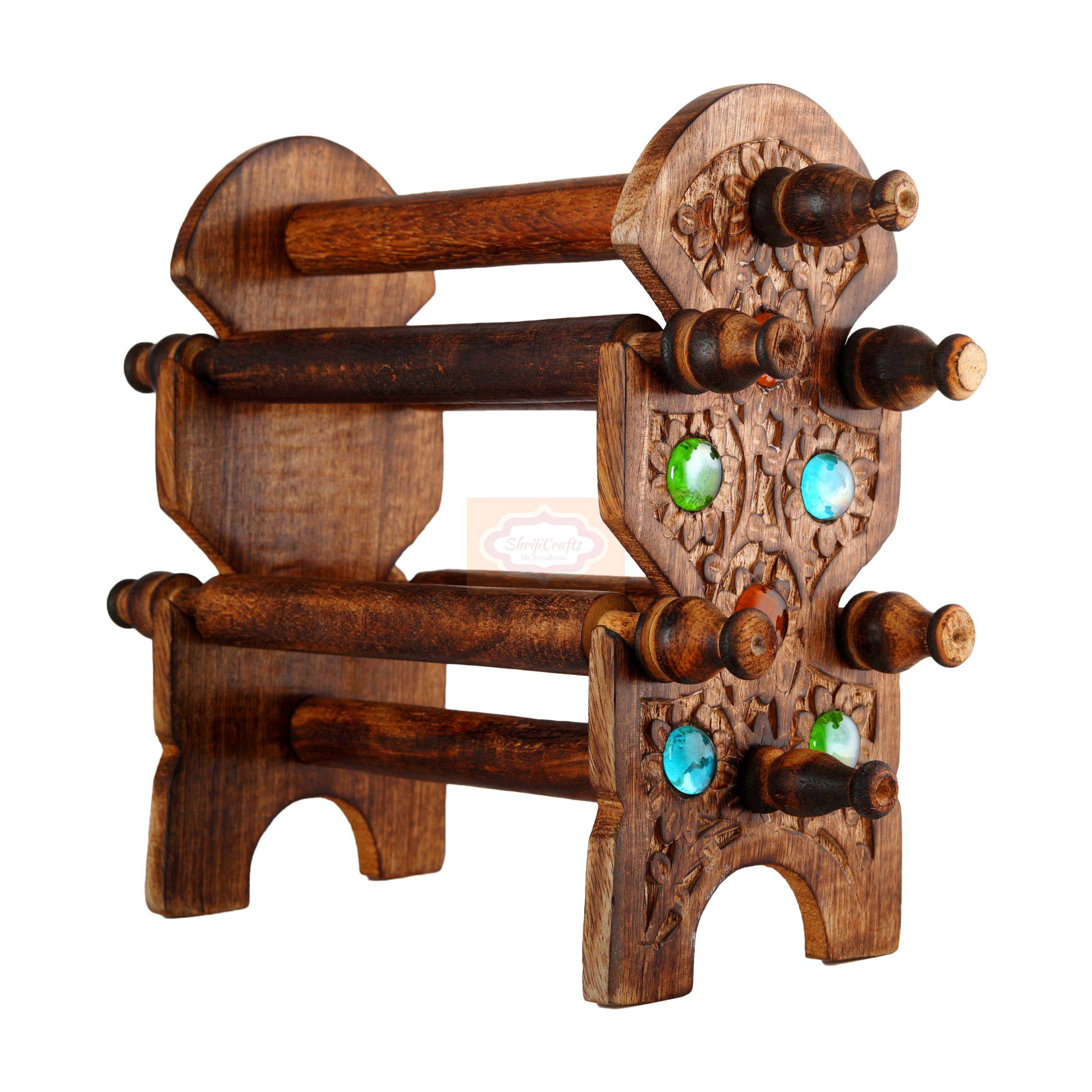 Handcrafted wooden bangle stand for organizing and displaying bangles bracelets and watches - View 3