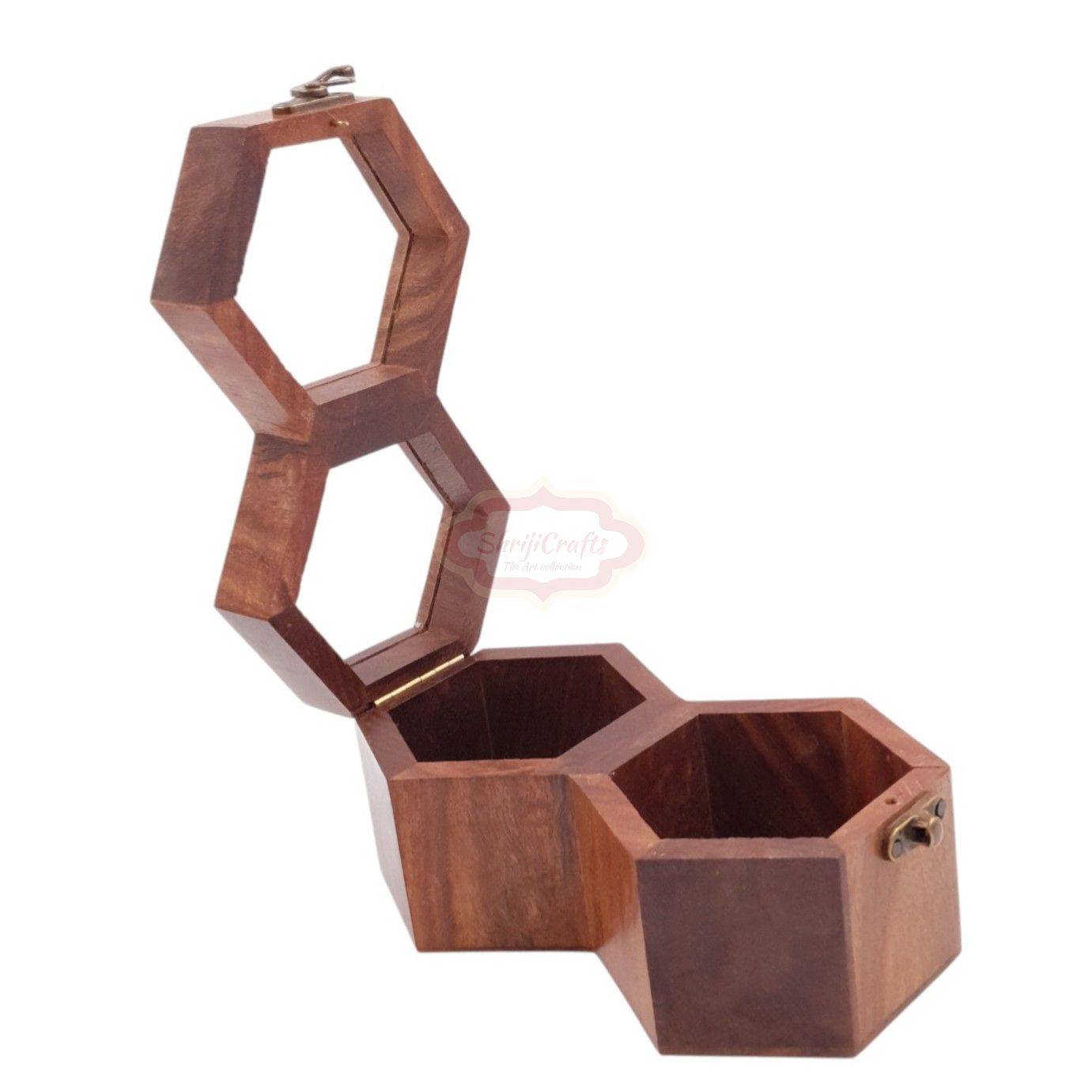 Handcrafted wooden watch box with 2 dedicated compartments - View 7