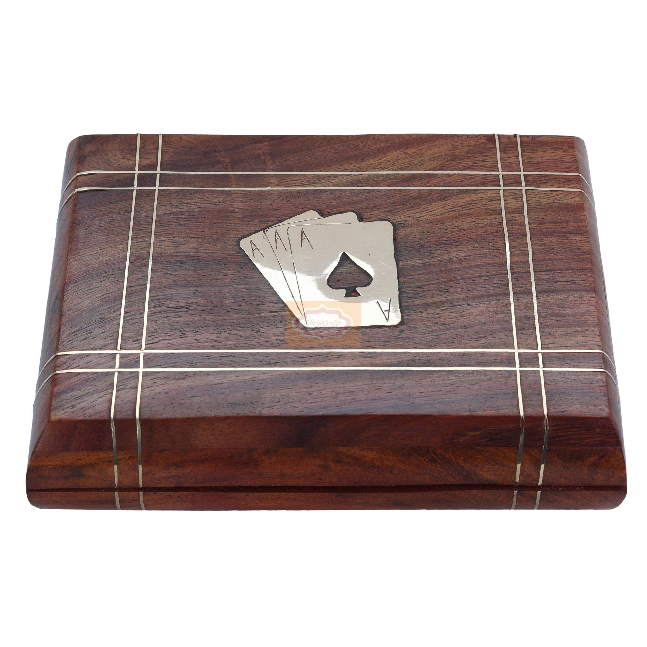 Elegant handcrafted wooden card box designed to store 2 standard decks of playing cards - View 5