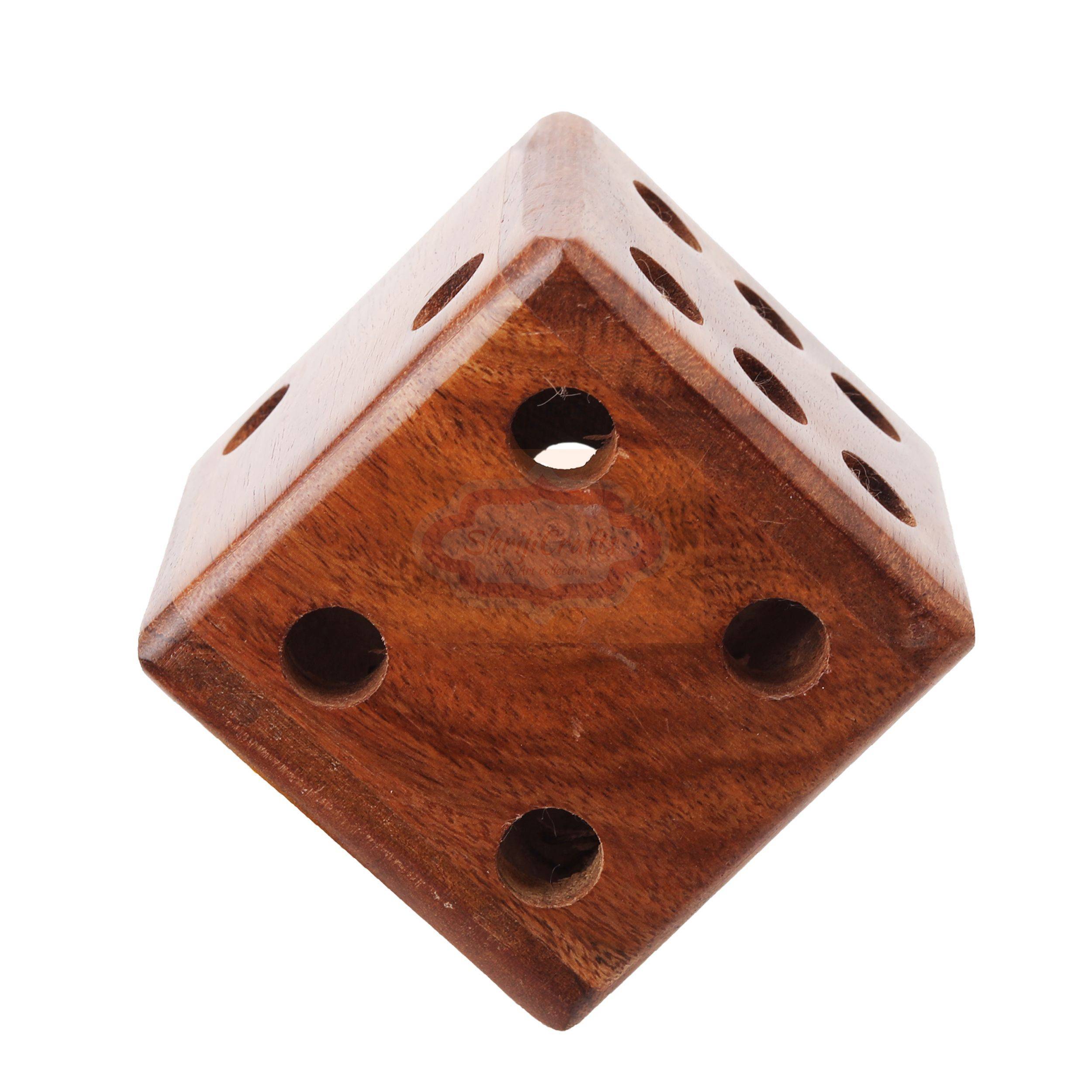 Handcrafted wooden dice-shaped paperweight for desks and workspaces - View 3