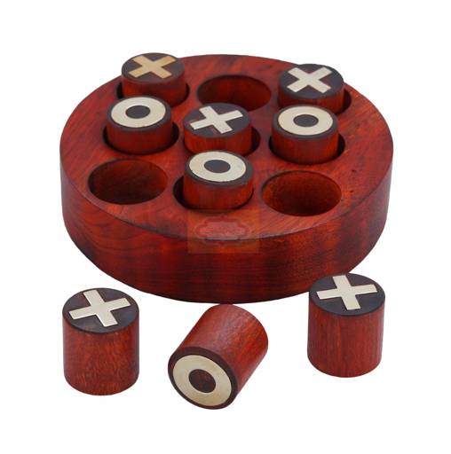 Handcrafted Wooden Tic Tac Toe (Noughts & Crosses) Board Game for kids and families
