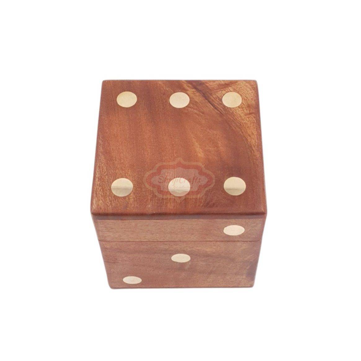 Handcrafted wooden dice box complete with 5 premium playing dice - View 3