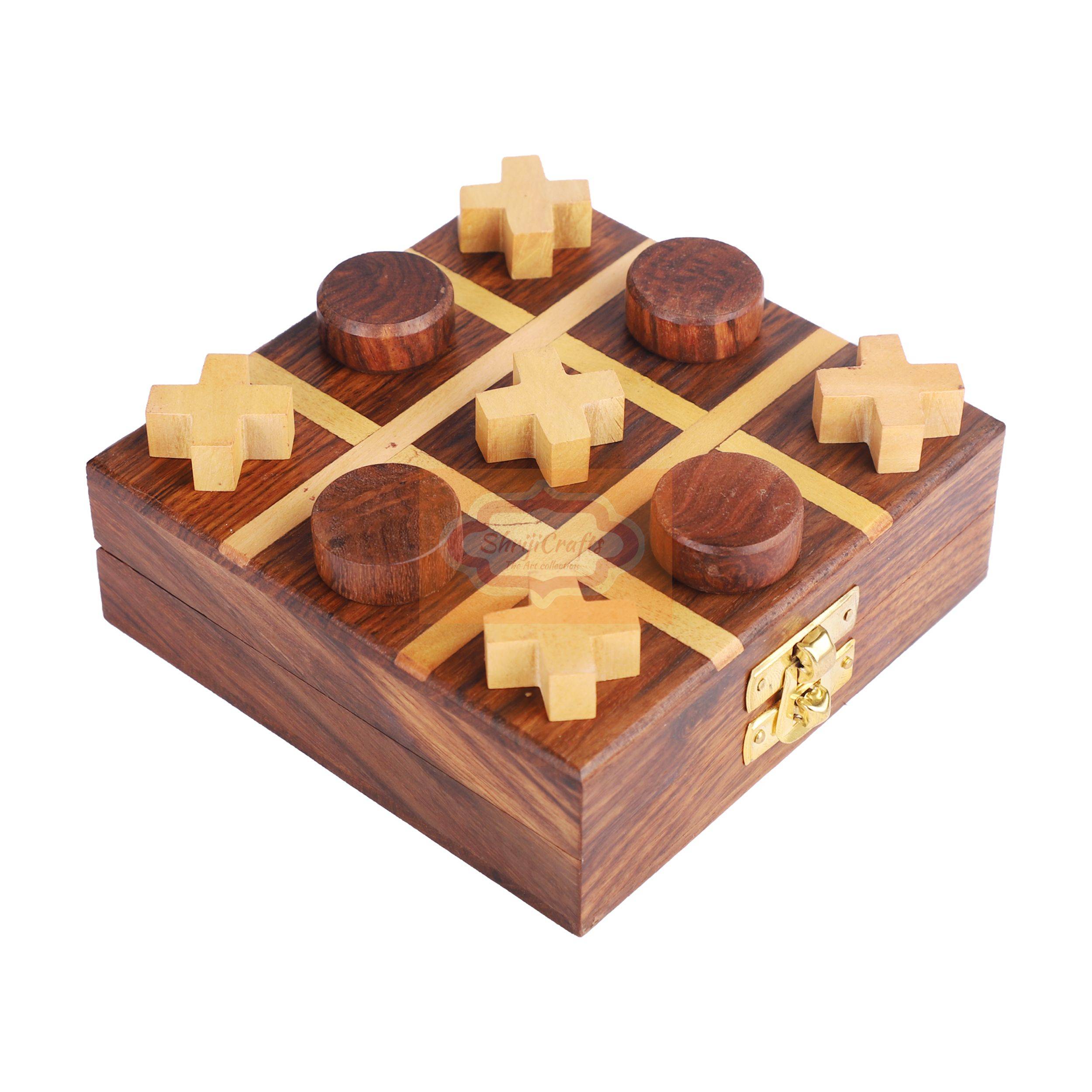 Handcrafted Wooden Tic Tac Toe (Noughts & Crosses) Board Game for kids and adults - View 2