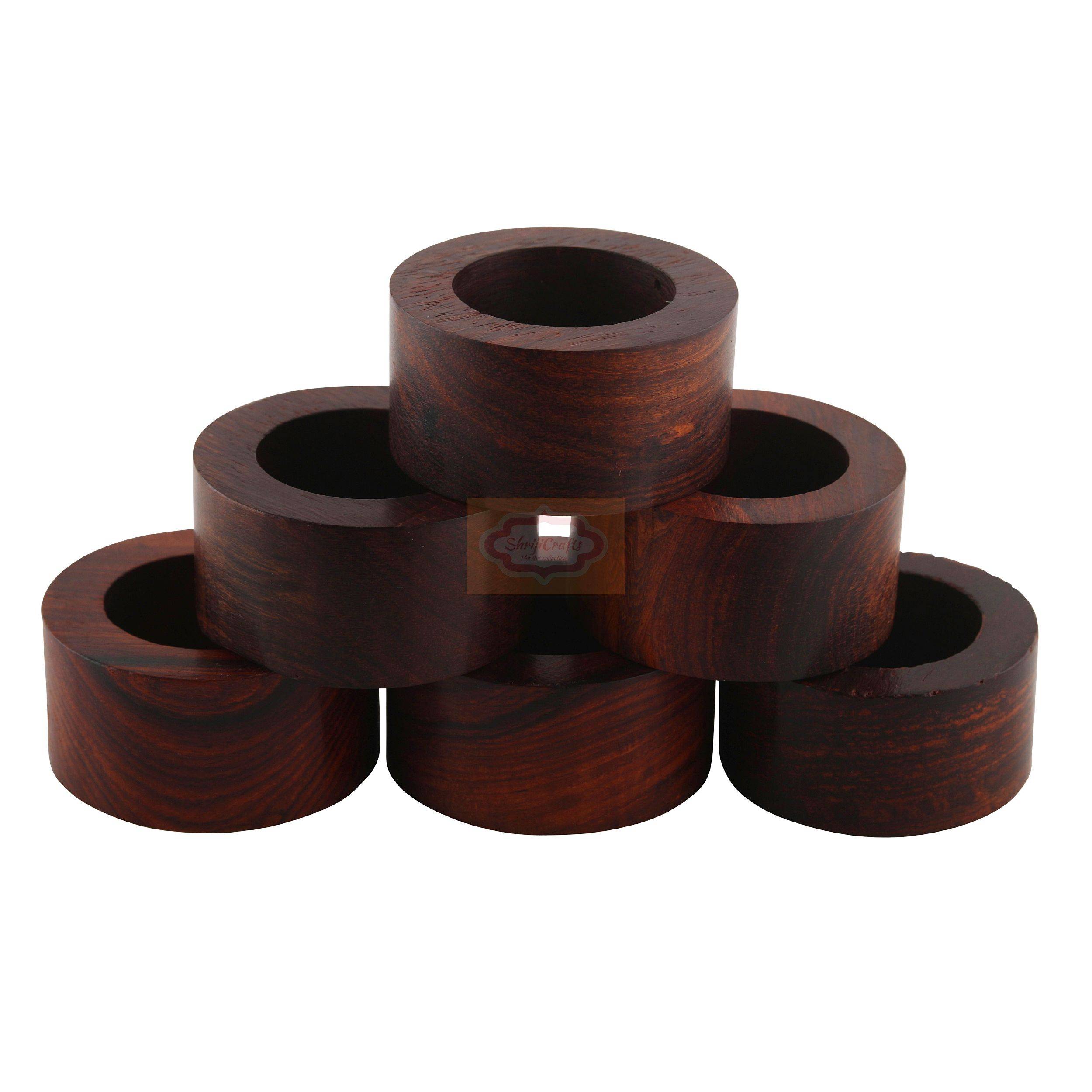 Handcrafted wooden napkin rings available in a set of 12 - View 3