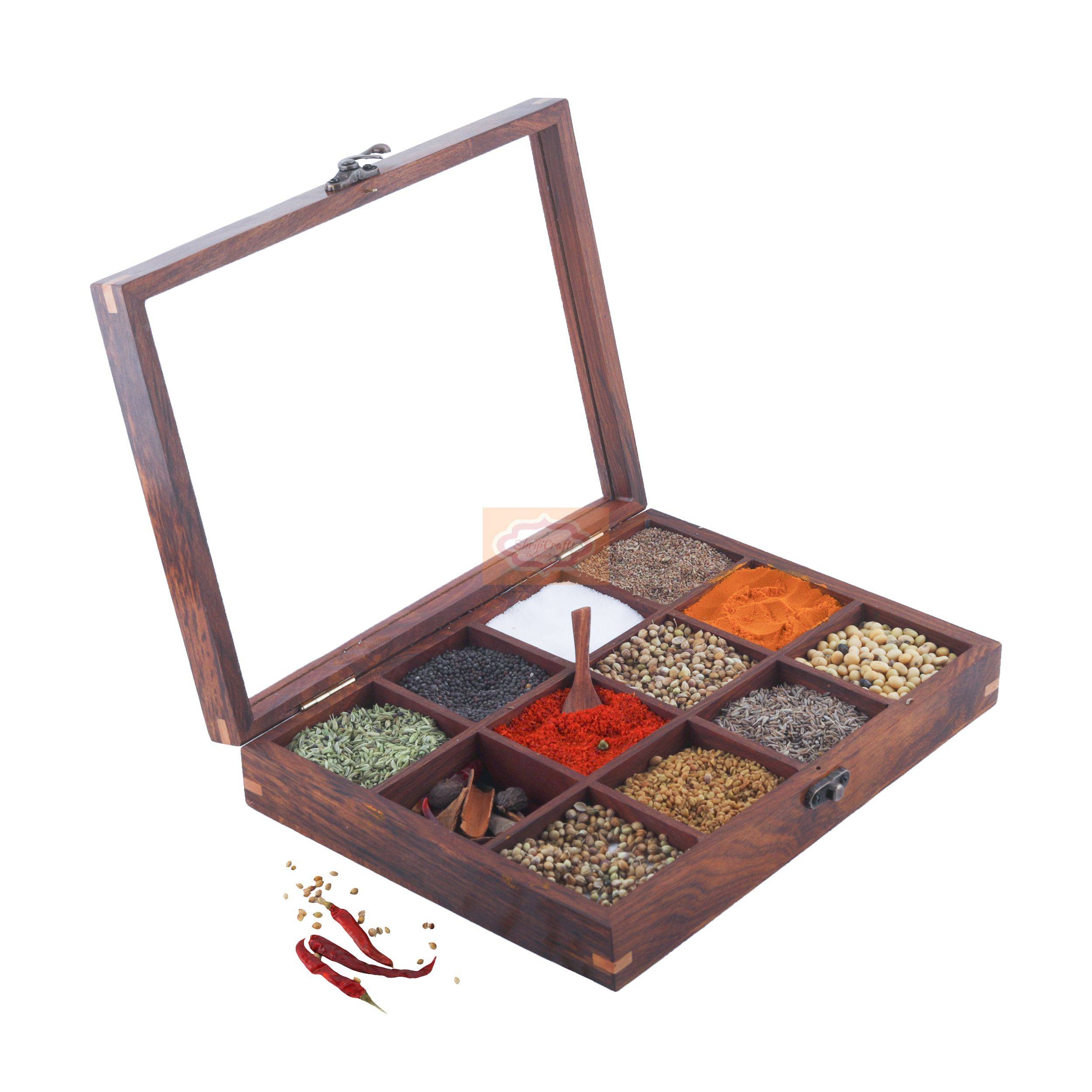 Handcrafted Wooden Masala Box - View 2