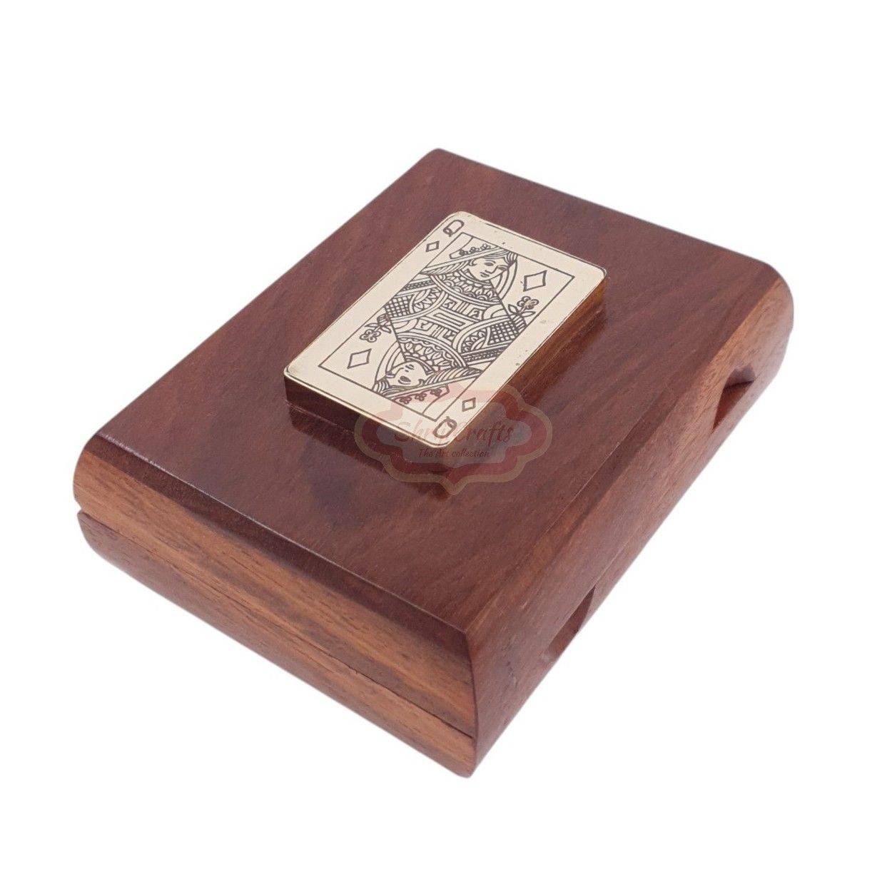 Handcrafted wooden playing card storage box for one standard deck of cards - View 3