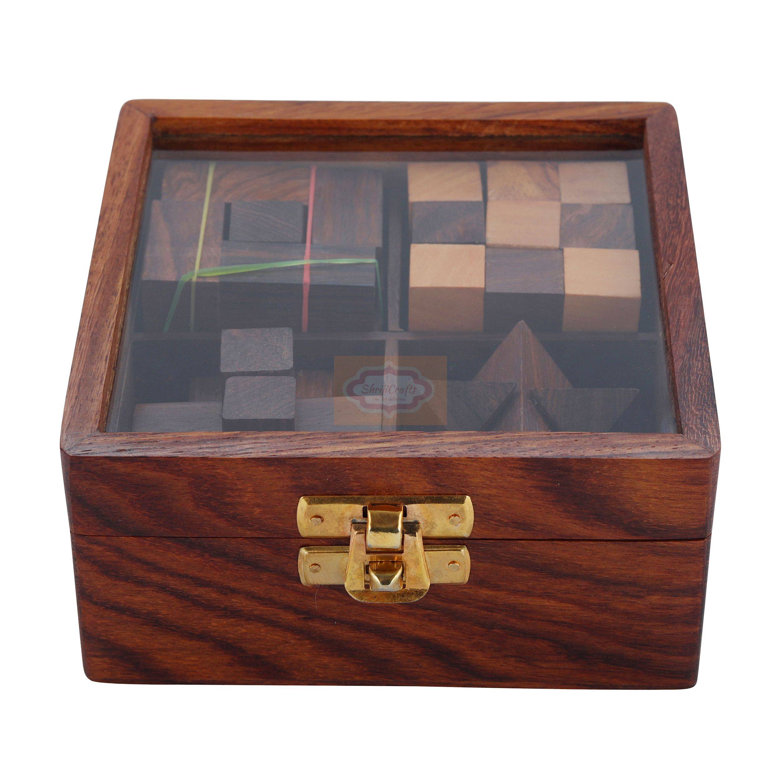 4-in-One Wooden Puzzle Set by Shriji Crafts — handcrafted wooden product by Shrijicrafts
