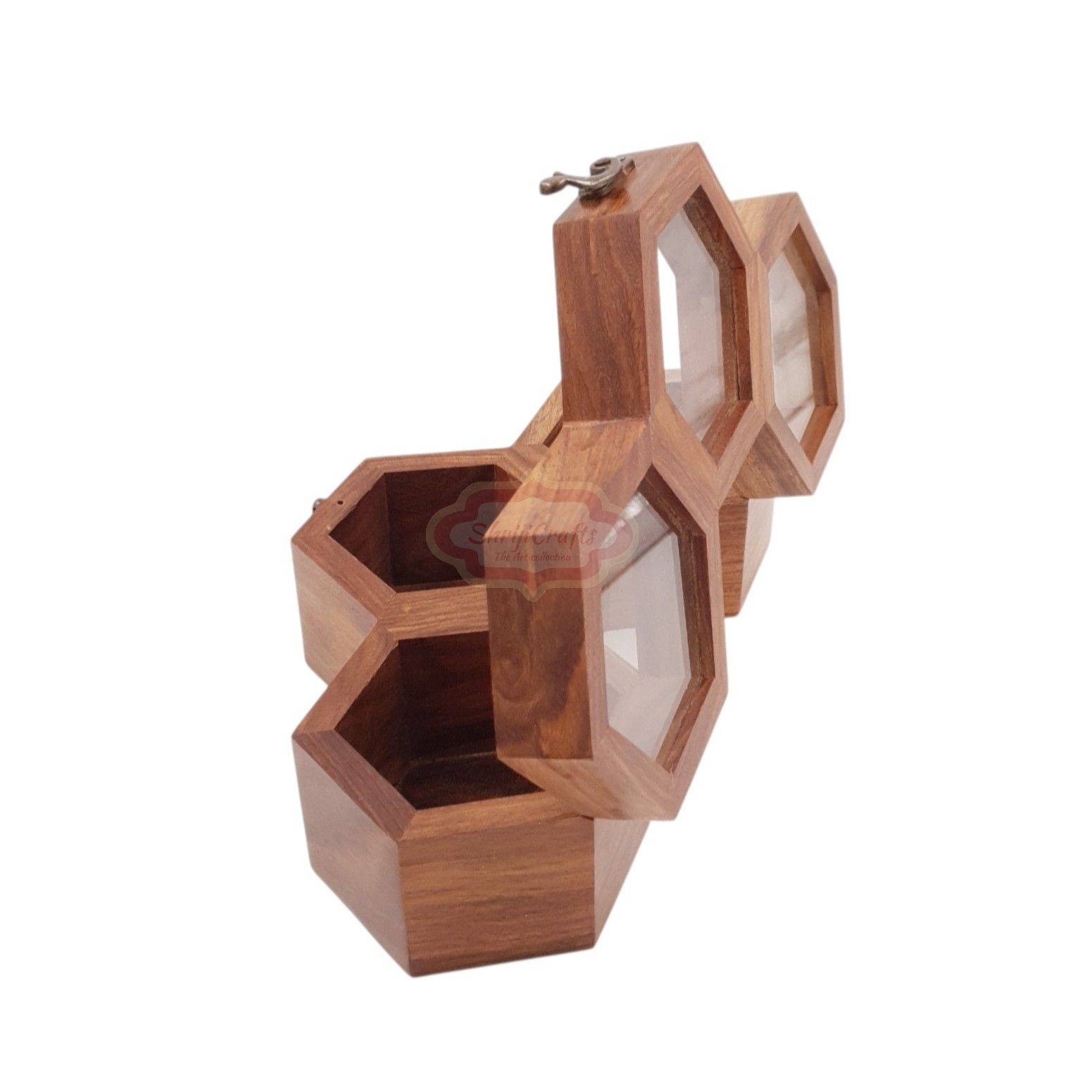 Handcrafted wooden watch box with 3 dedicated compartments - View 8