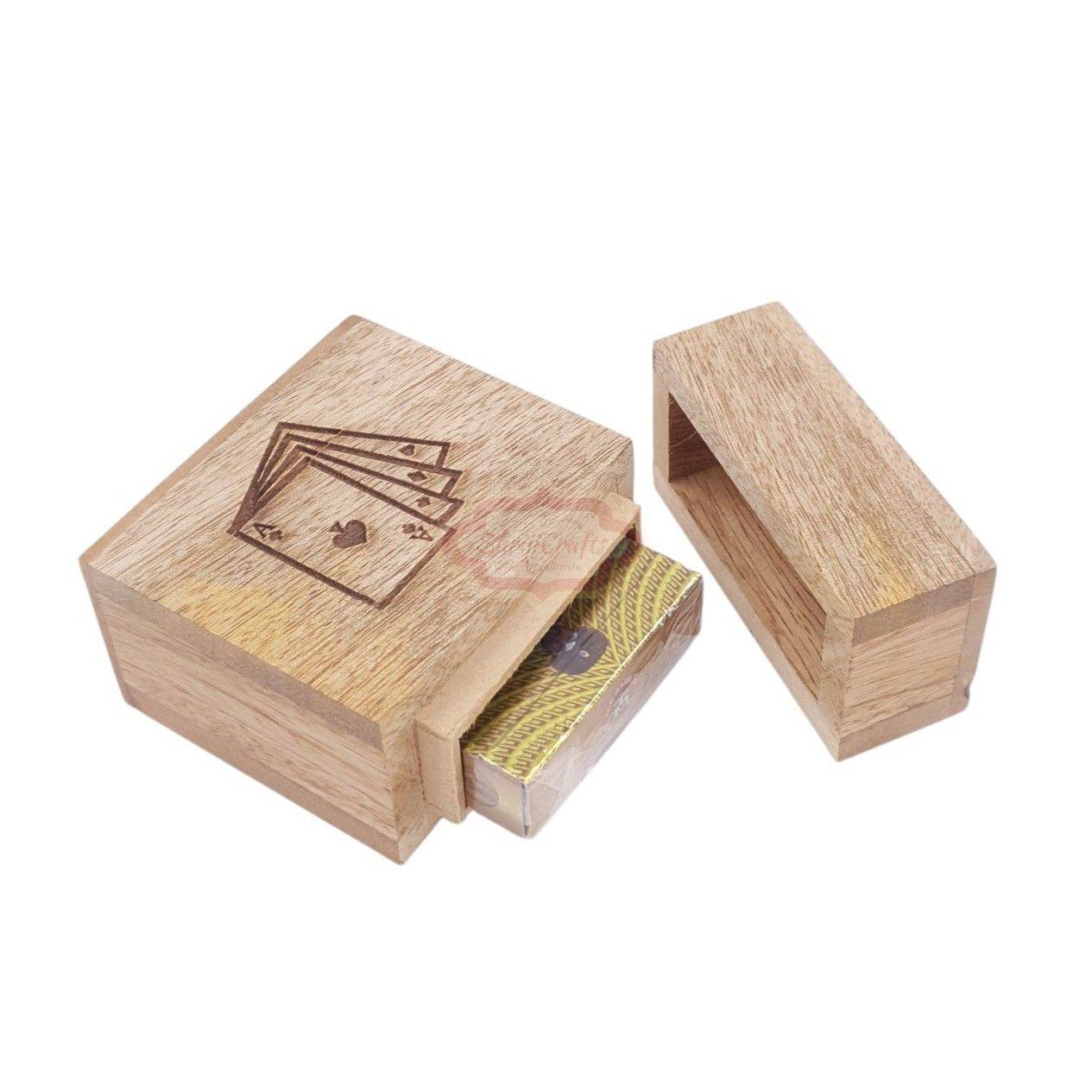 Handcrafted wooden card holder designed to store 1 standard deck of playing cards - View 4
