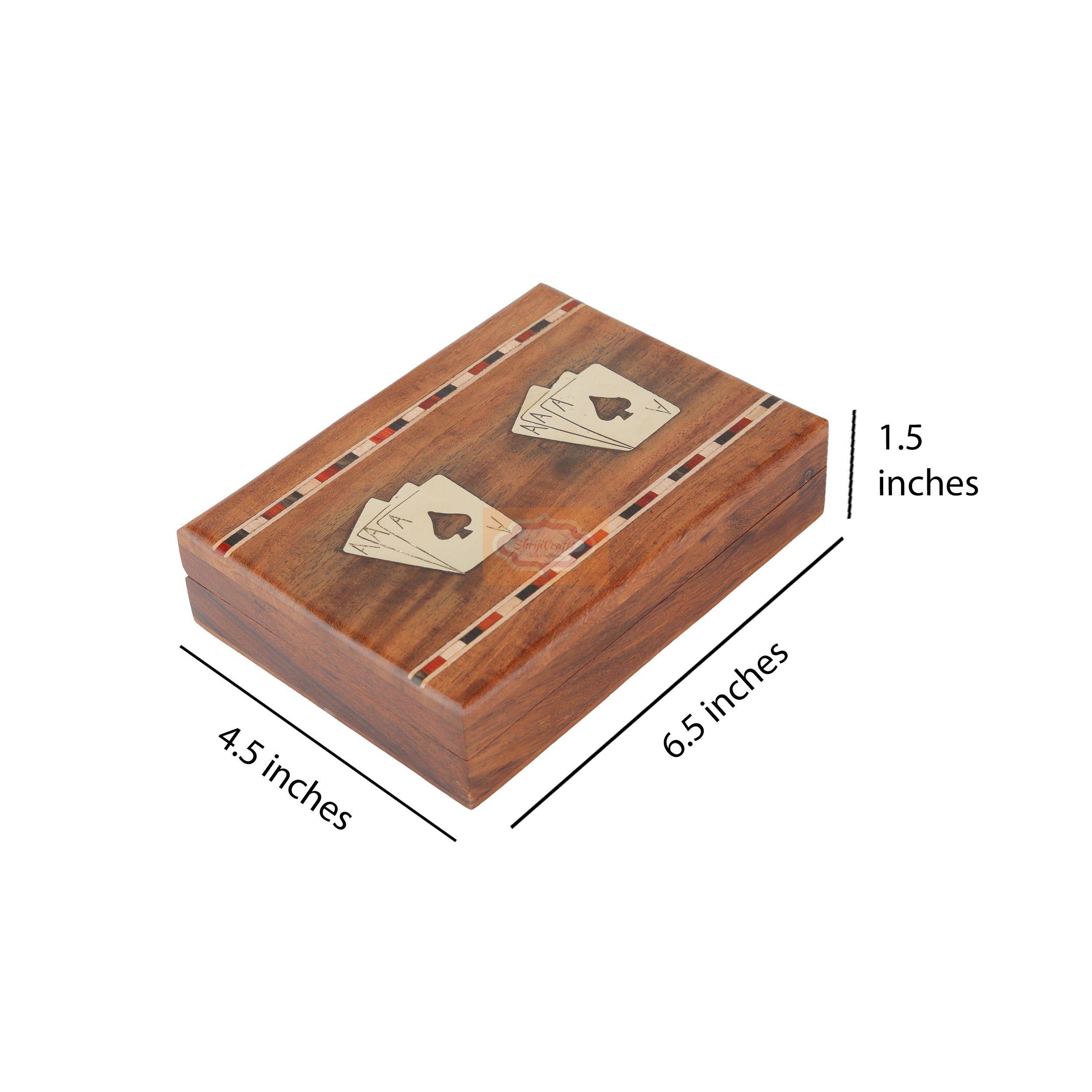 Handcrafted wooden card storage box designed to hold 2 standard decks of playing cards - View 6
