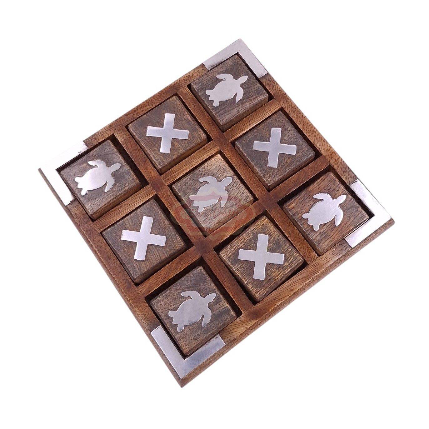 Handcrafted wooden Tic Tac Toe game with durable X & O playing piece - View 3