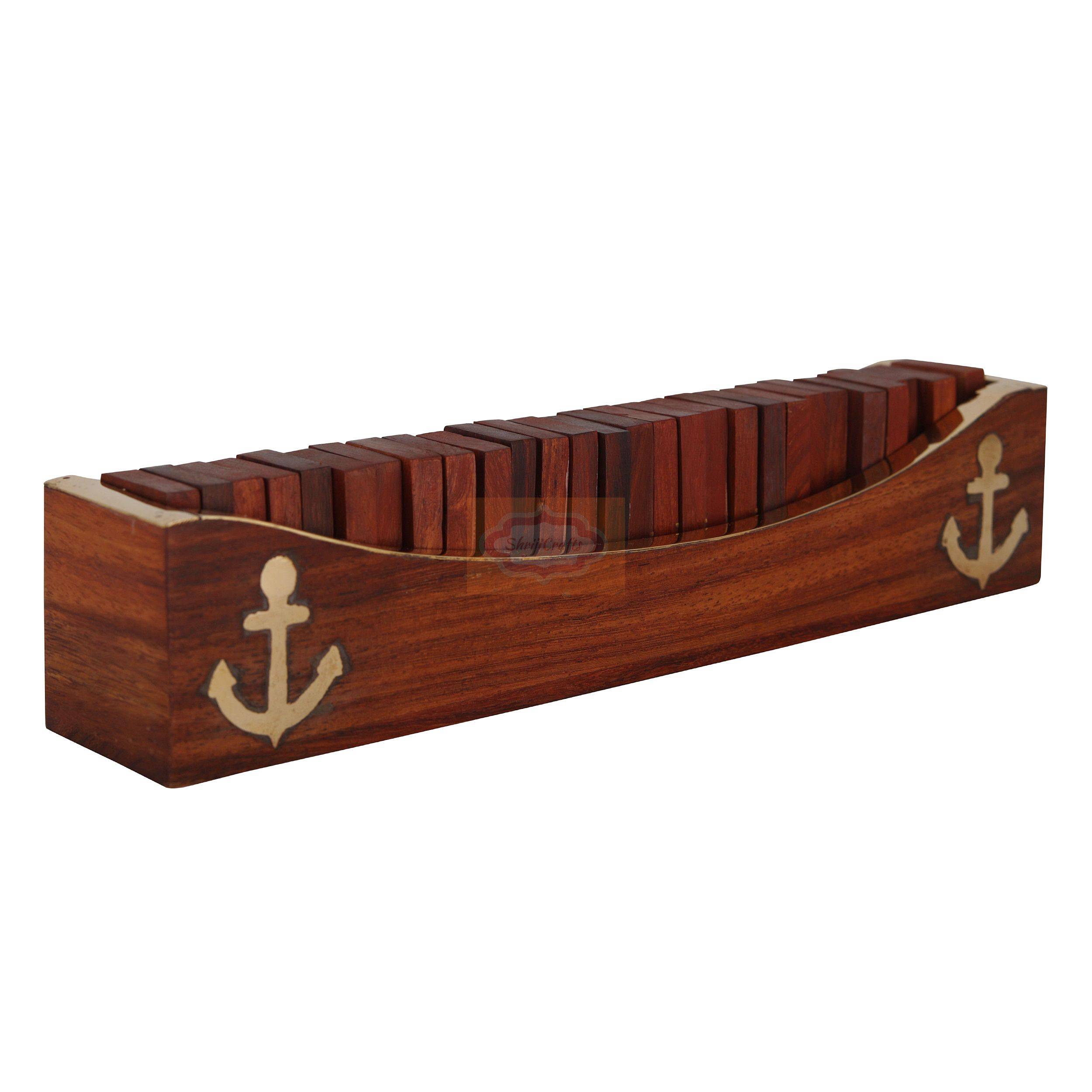 Handcrafted wooden organizer with an elegant nautical anchor design - View 2