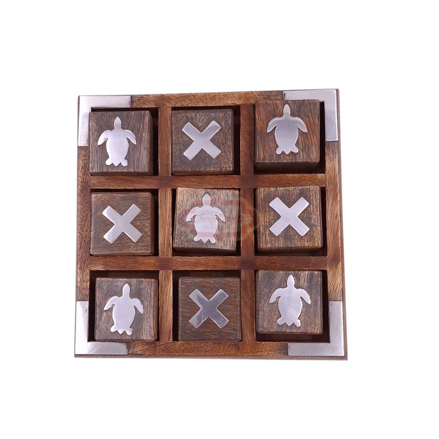 Handcrafted wooden Tic Tac Toe game with durable X & O playing piece - View 4