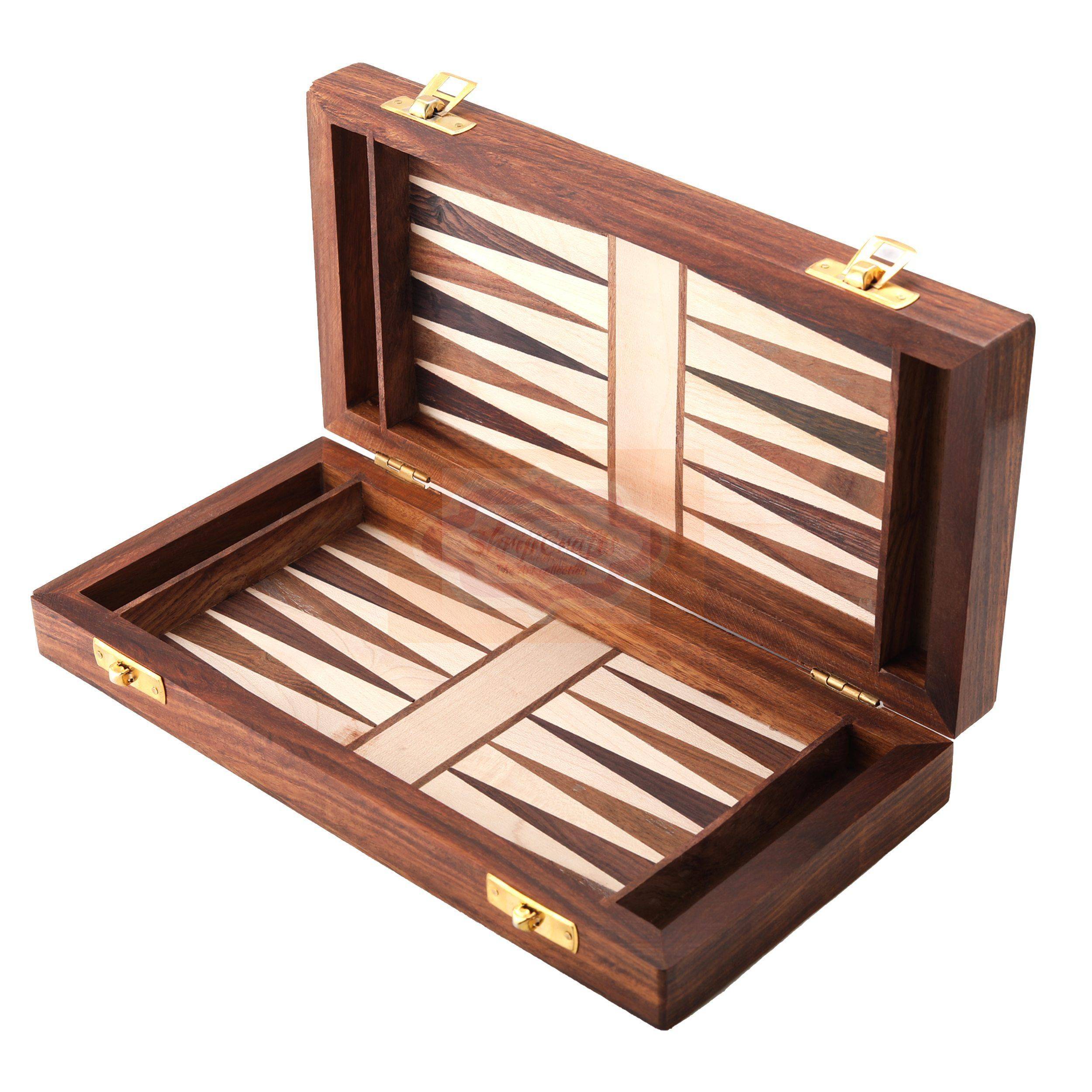 Handcrafted 2-in-1 wooden Backgammon and Chess set with a foldable storage design — handcrafted wooden product by Shrijicrafts