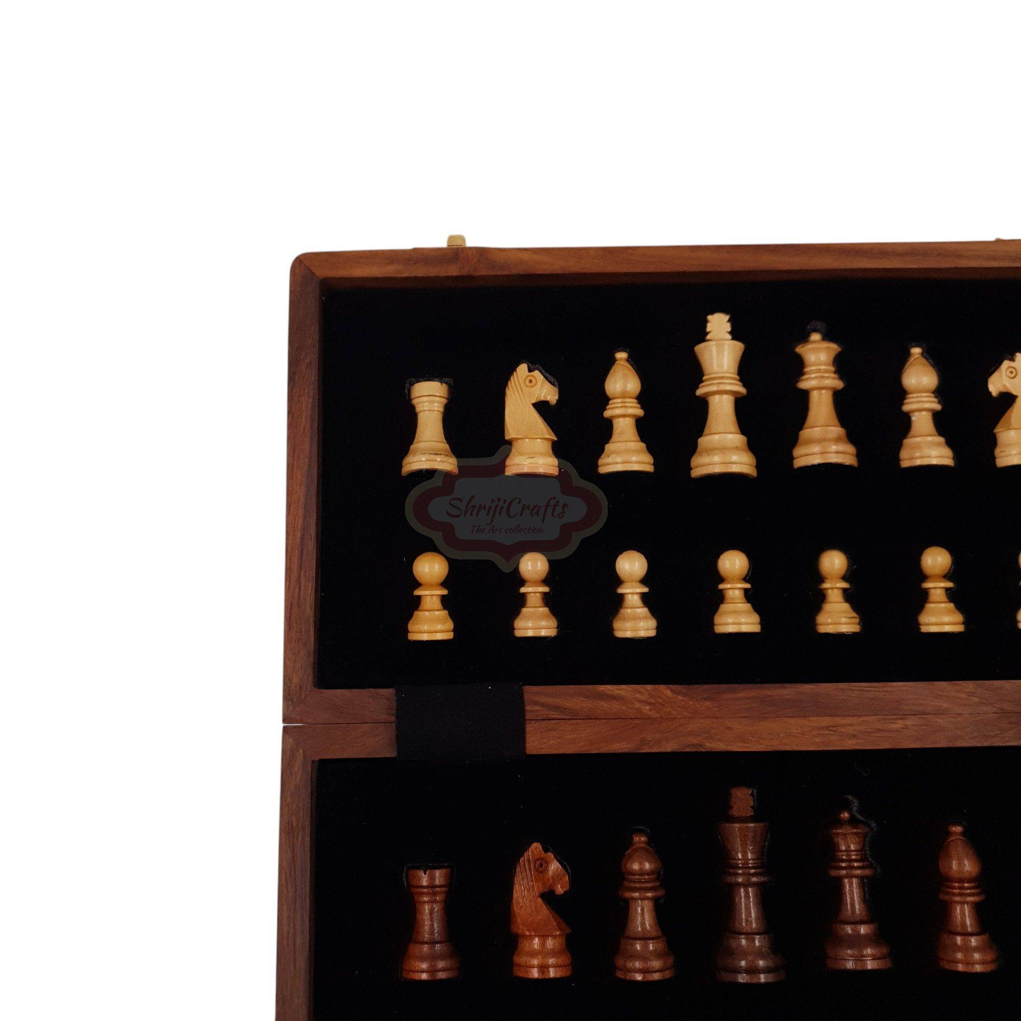 12 Inch Magnetic Wooden Chess Set — handcrafted wooden product by Shrijicrafts