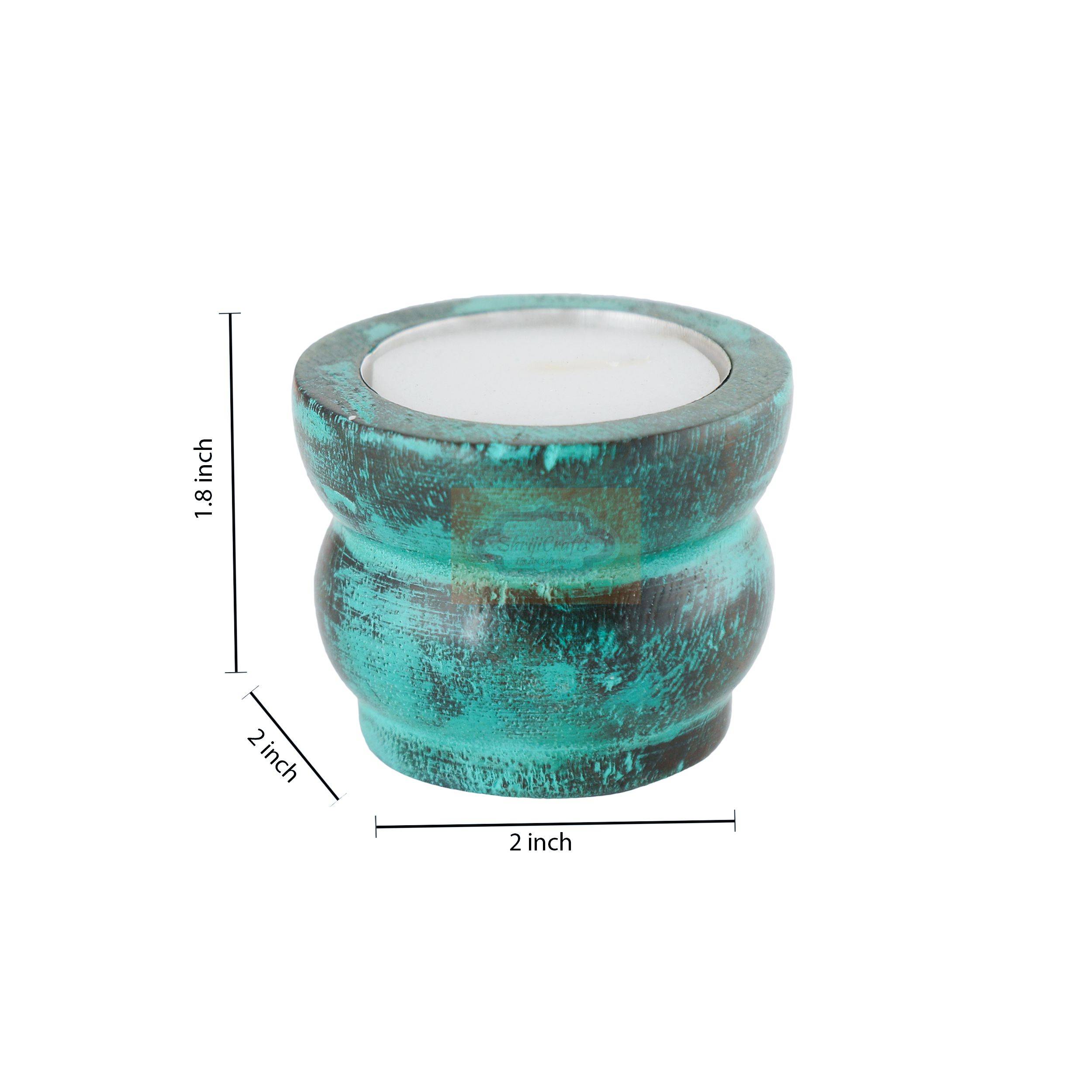 Handcrafted wooden tealight candle holder set of 6 with an elegant decorative finish - View 5
