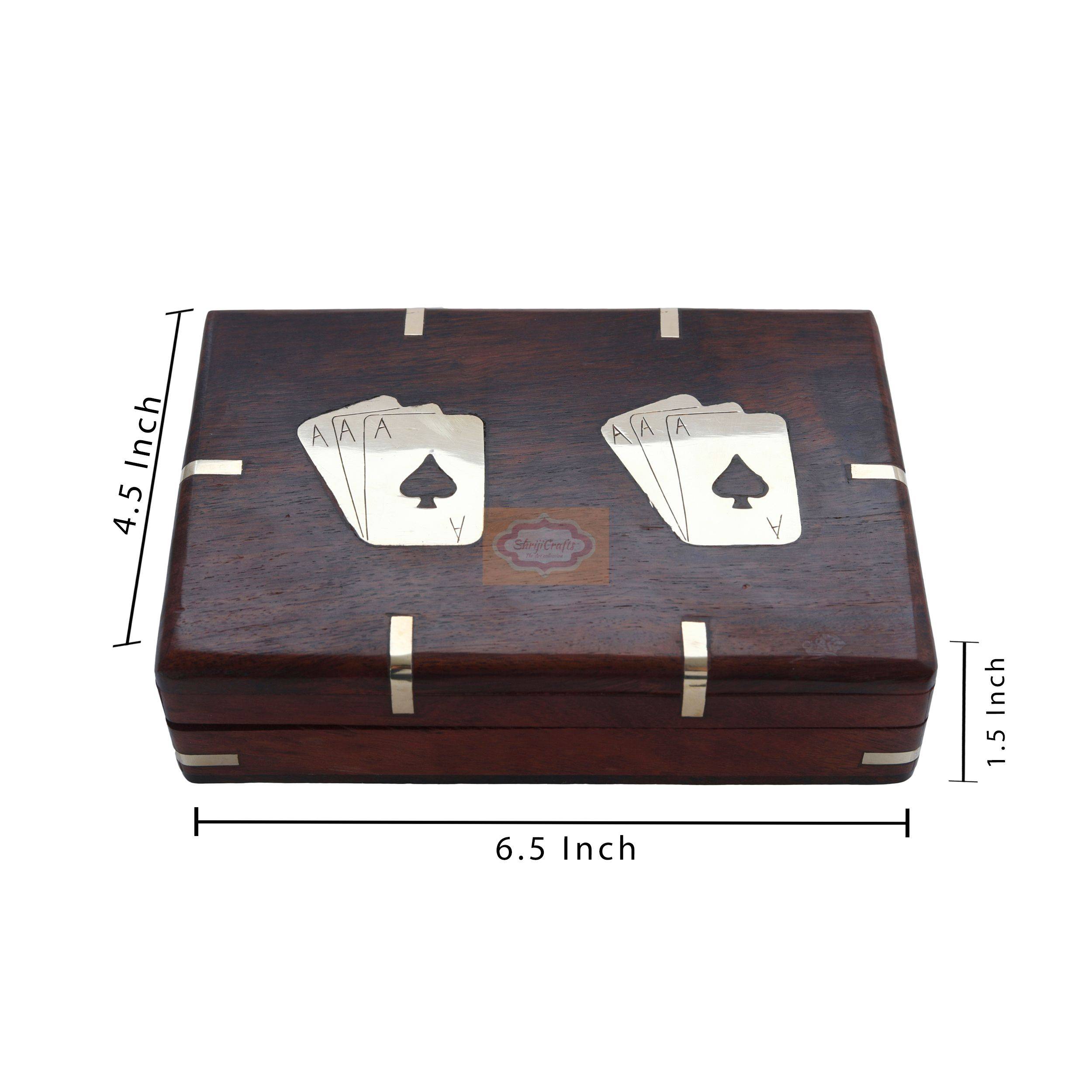 Handcrafted wooden playing card box designed to store 2 standard card decks - View 7