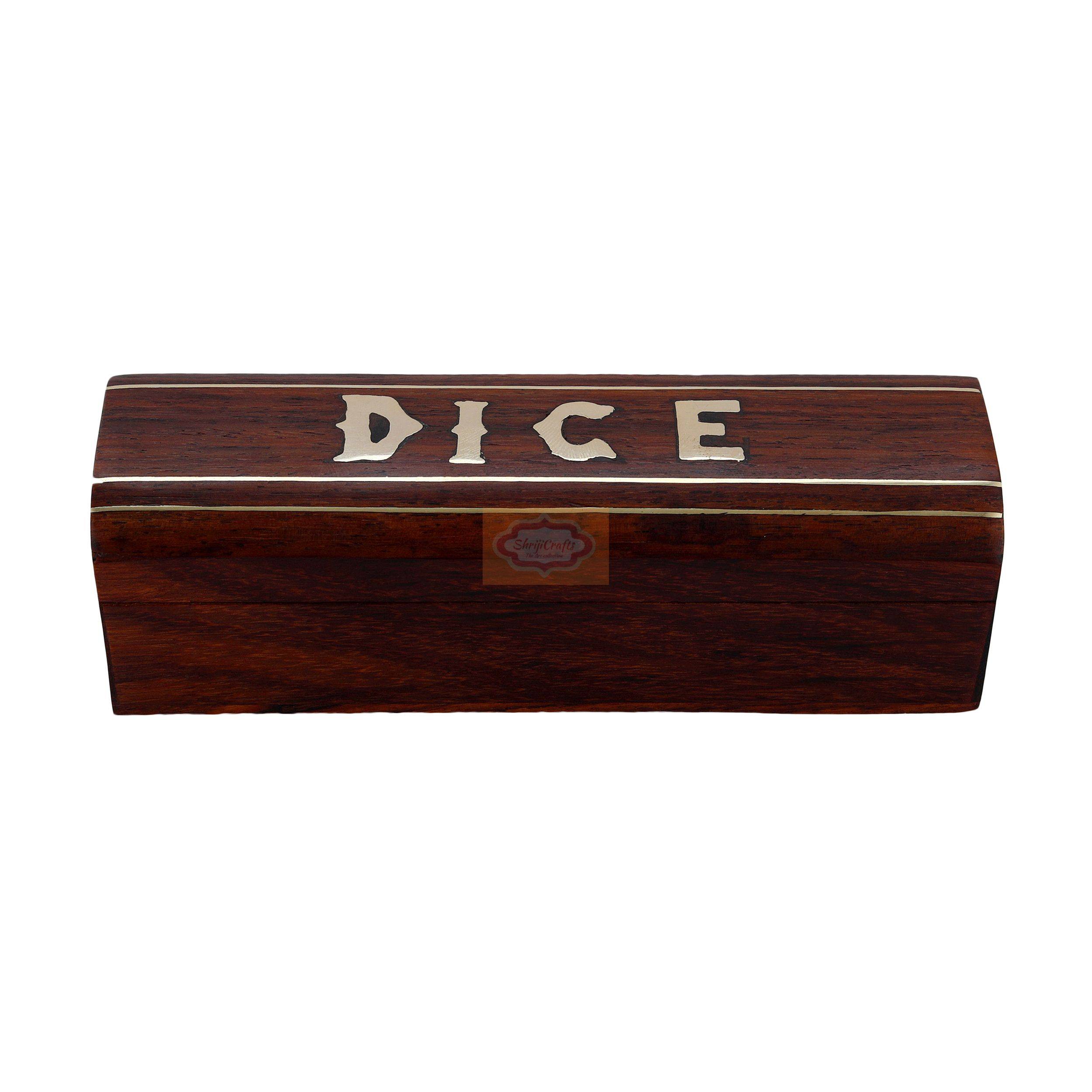 Handcrafted wooden dice box complete with 5 premium playing dice - View 4