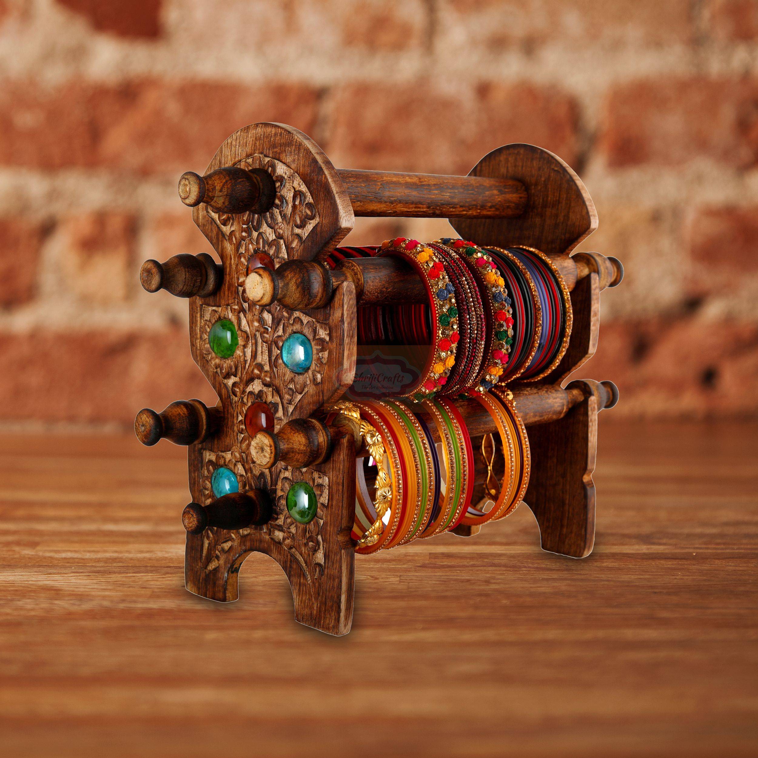 Handcrafted wooden bangle stand for organizing and displaying bangles bracelets and watches - View 6