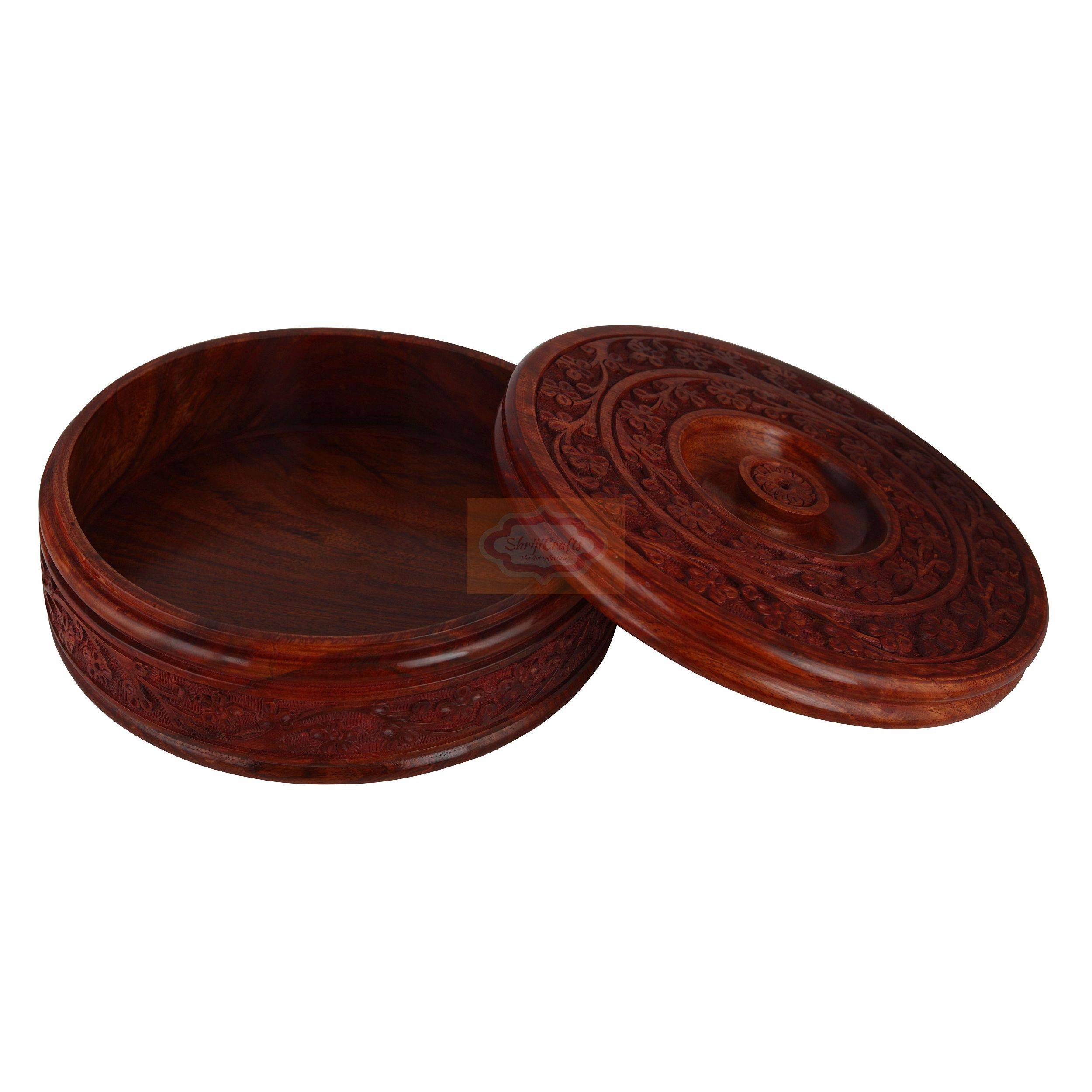 Handcrafted Wooden Chapati Box - View 3