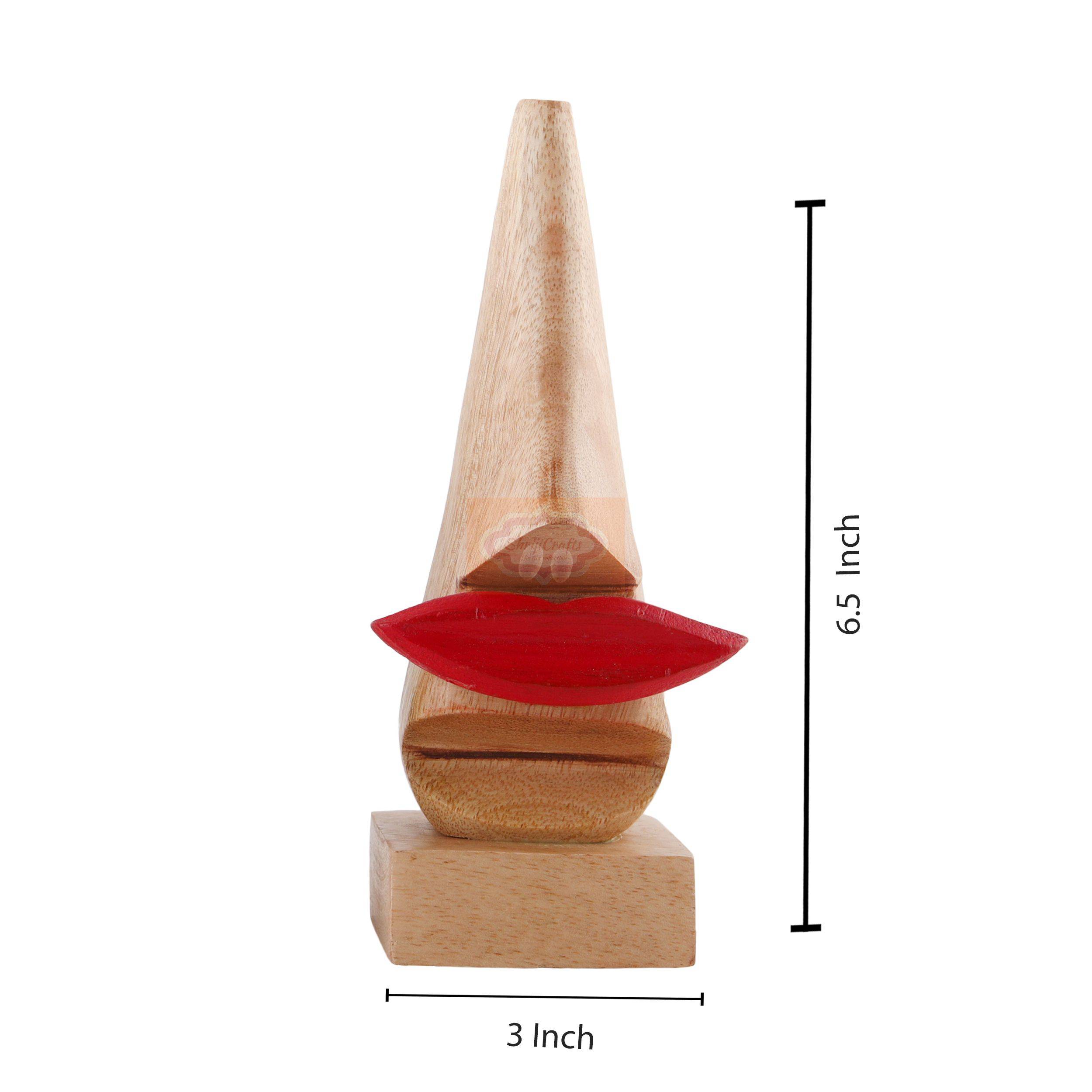 Handcrafted Wooden Eyeglass Holder with red lips design - View 3