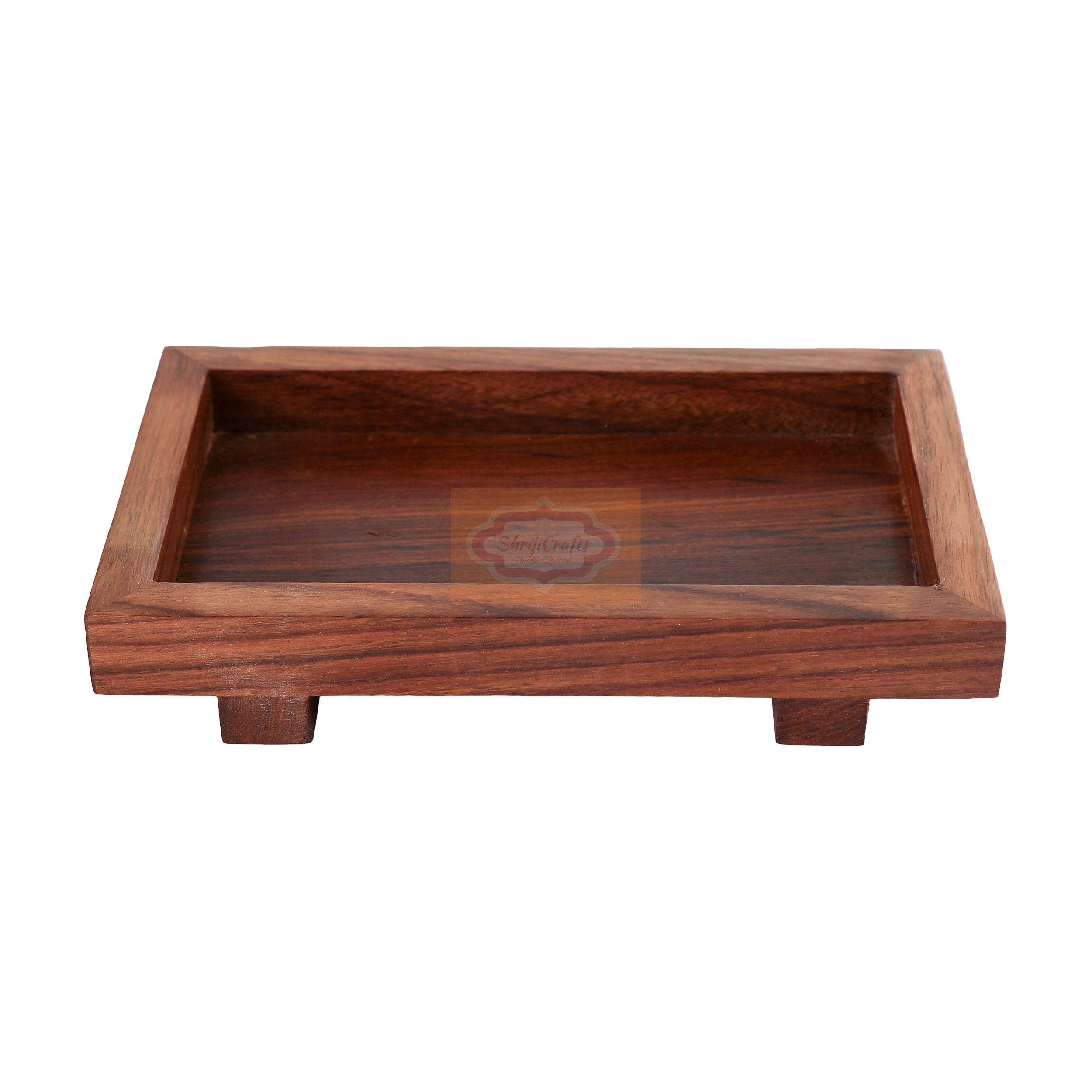 Handcrafted multicolor wooden mukhwas container set with 2 bowls, matching spoons, and a serving tray - View 4