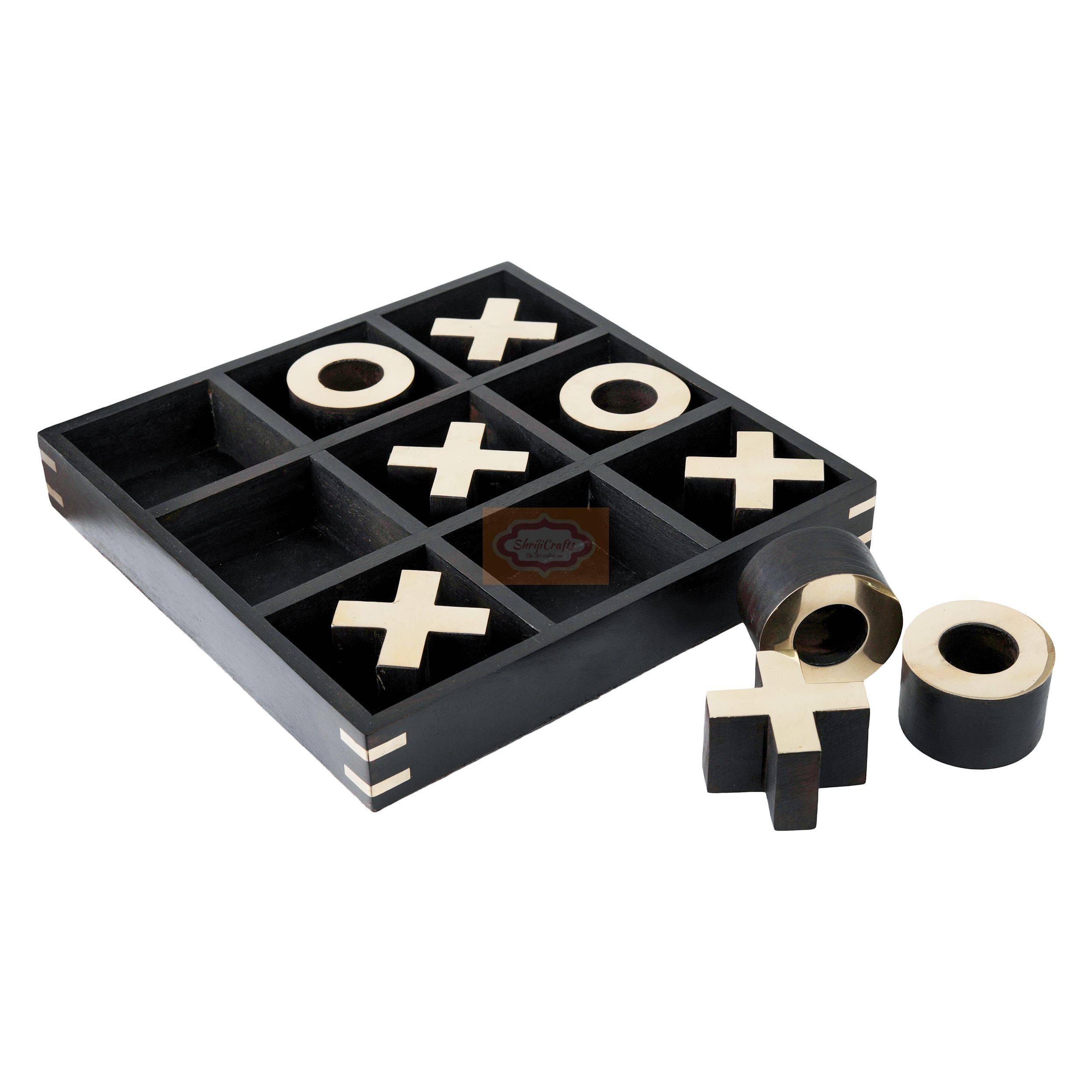 Handcrafted wooden Tic Tac Toe game with a built-in storage box - View 3