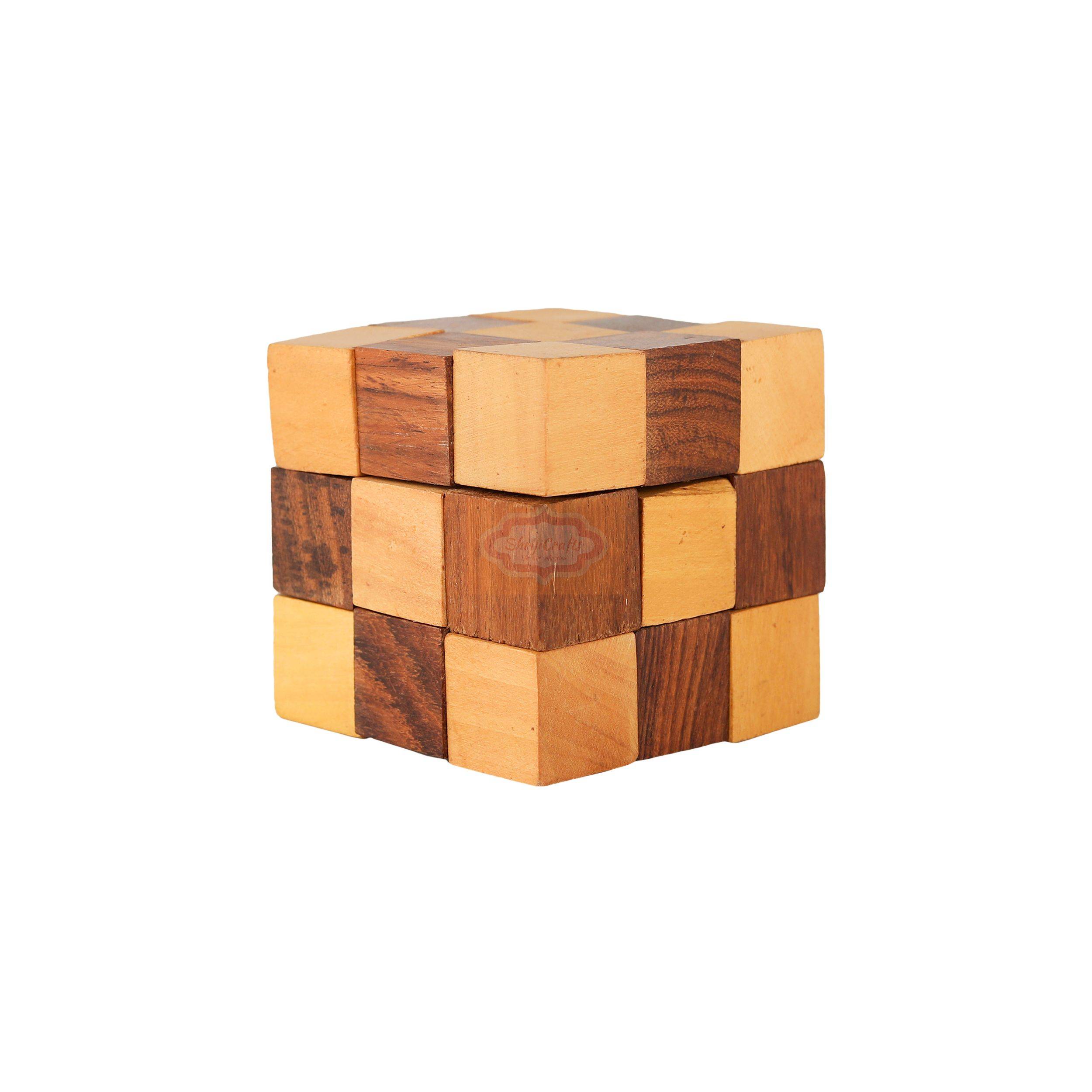 Handcrafted Wooden Snake Cube IQ Puzzle, 3x3x3 Inches — handcrafted wooden product by Shrijicrafts
