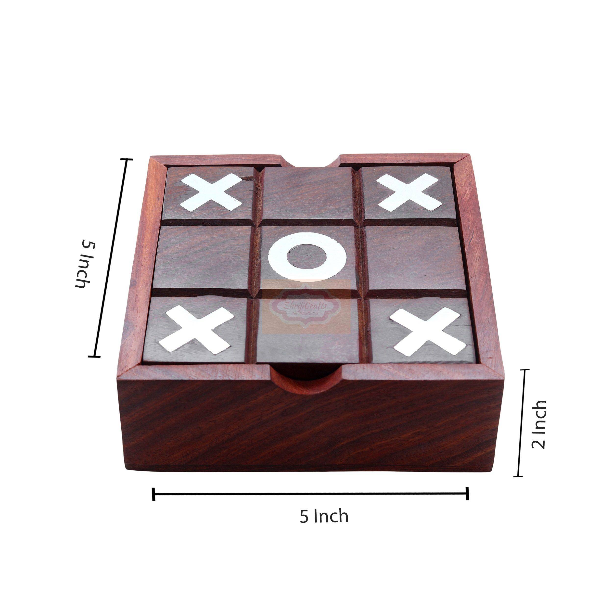 Handcrafted 2-in-1 Wooden Board Game featuring Tic Tac Toe and Brainvita Solitaire Game - View 6