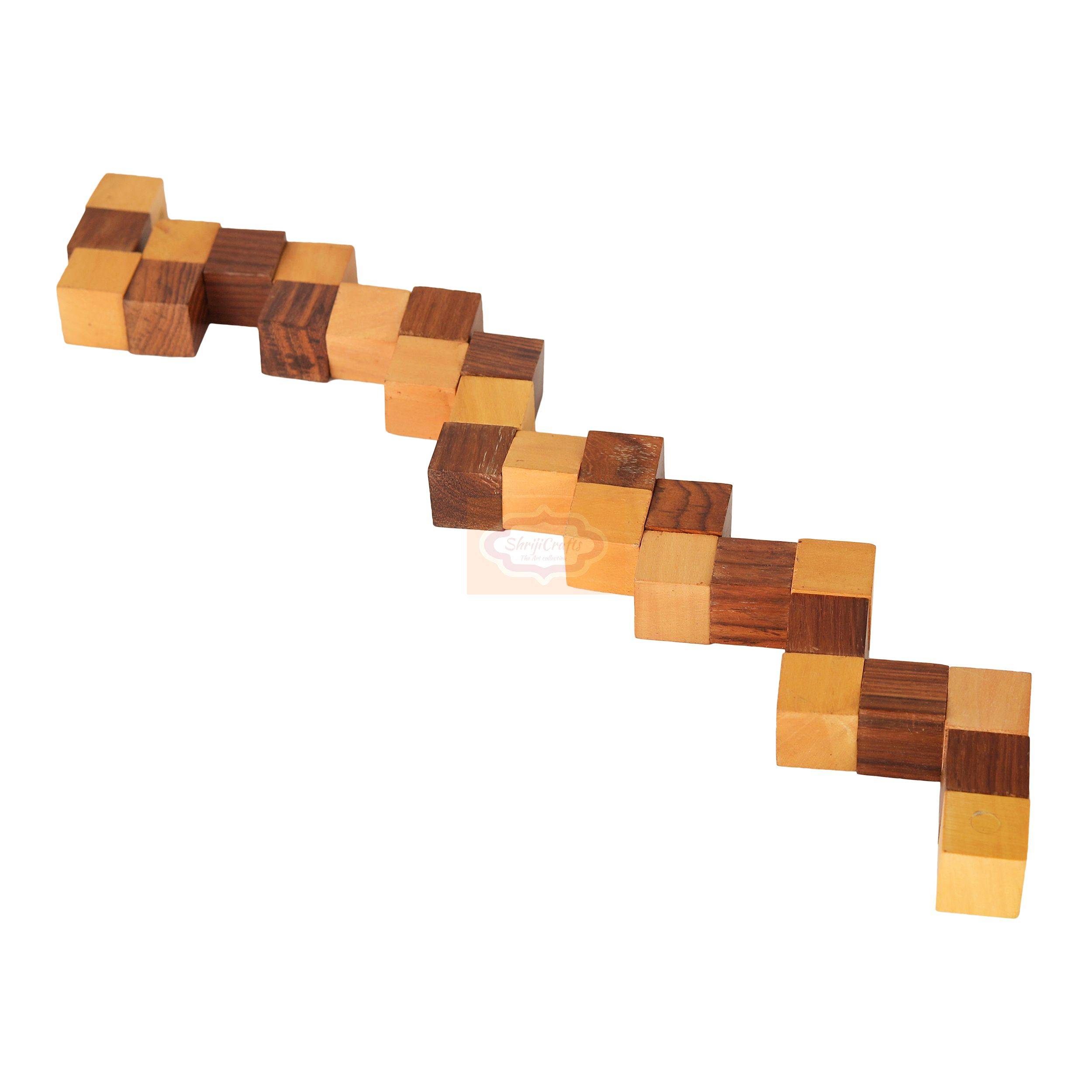 Handcrafted Wooden Snake cube IQ Puzzle 2x2x2 inches — handcrafted wooden product by Shrijicrafts