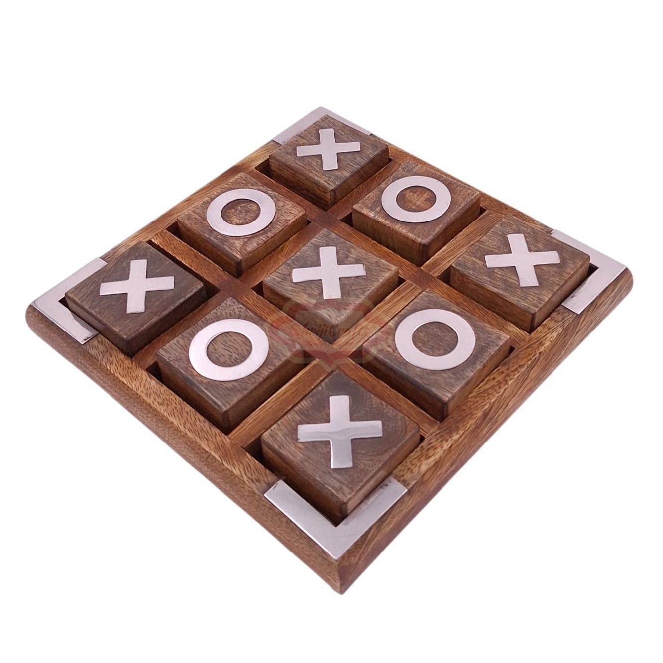 Handcrafted wooden Tic Tac Toe game with durable X & O playing piece - View 5